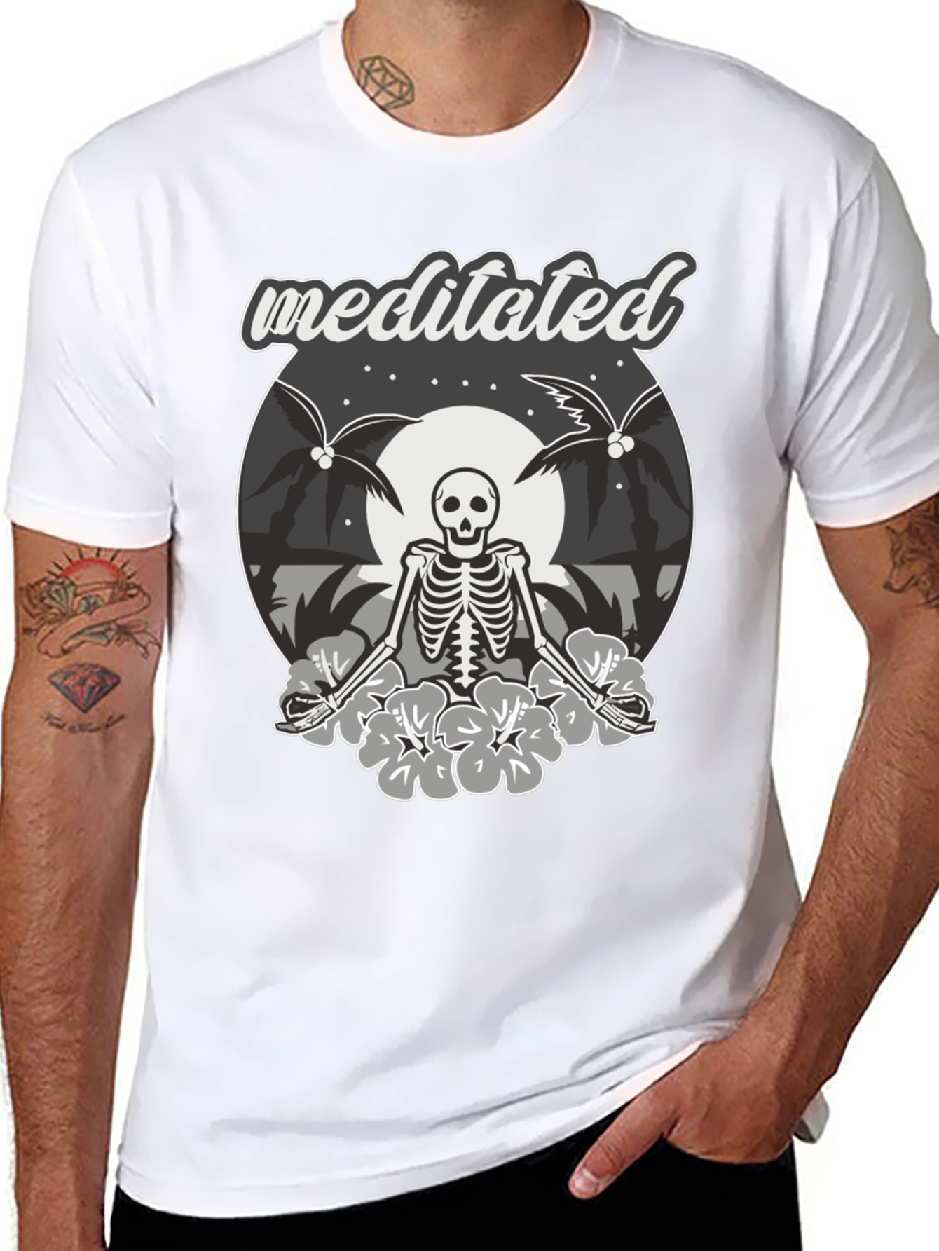Meditated Skeleton Graphic T-Shirt