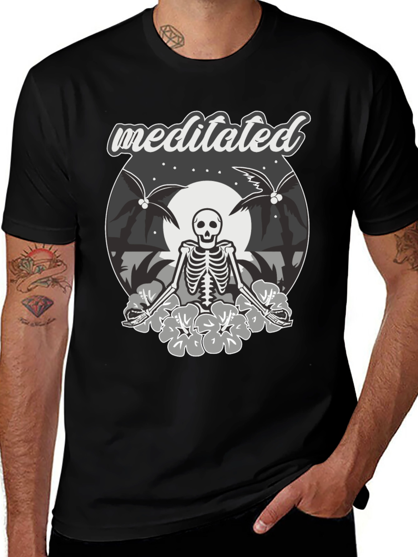 Meditated Skeleton Graphic T-Shirt