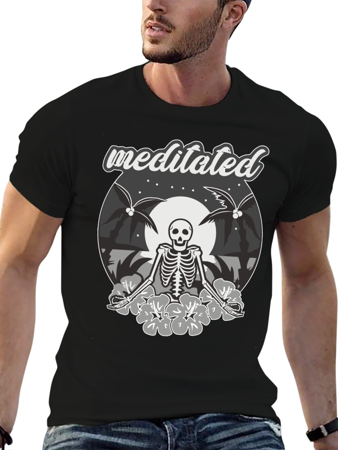 Meditated Skeleton Graphic T-Shirt