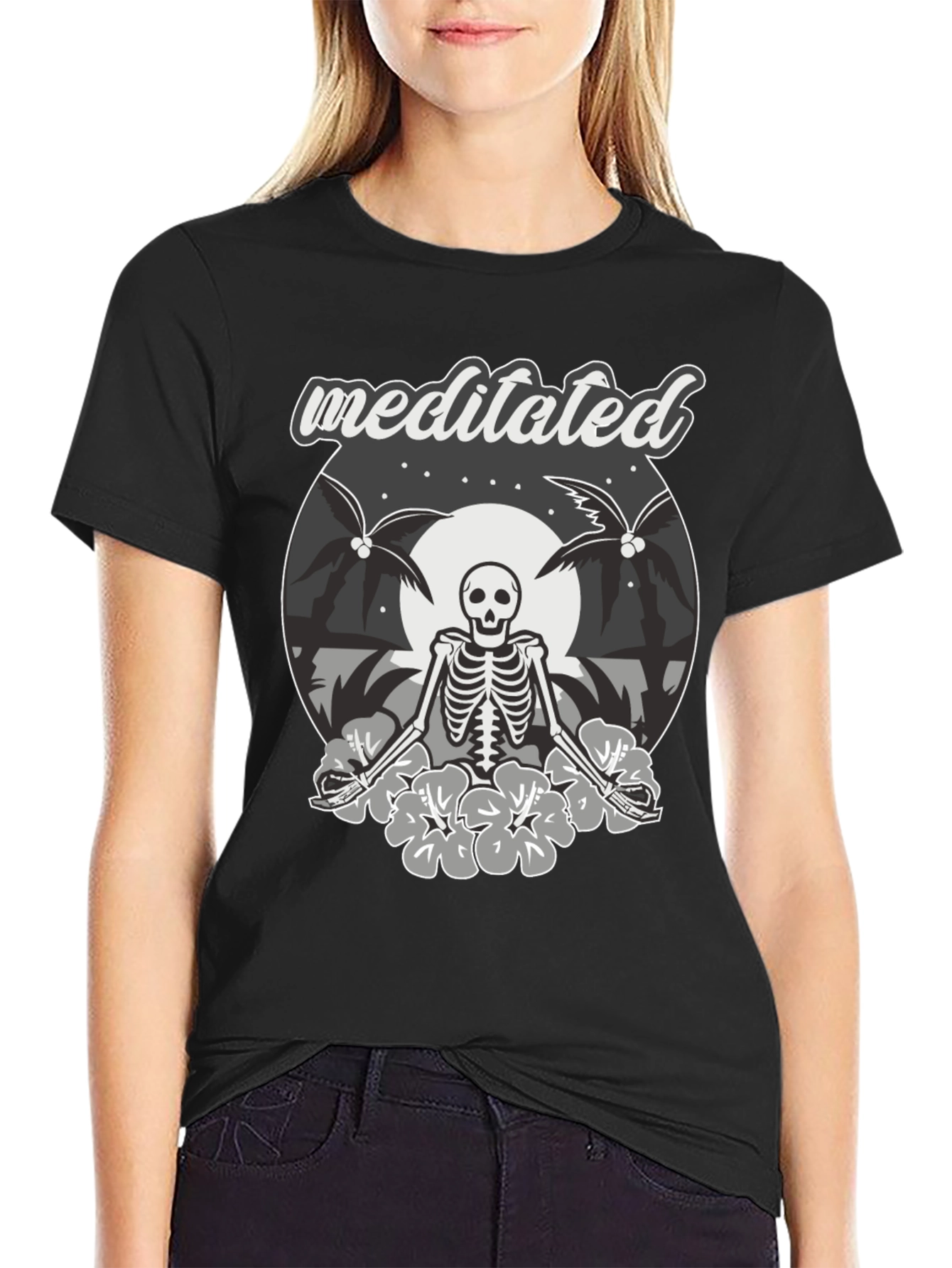 Meditated Skeleton Graphic T-Shirt