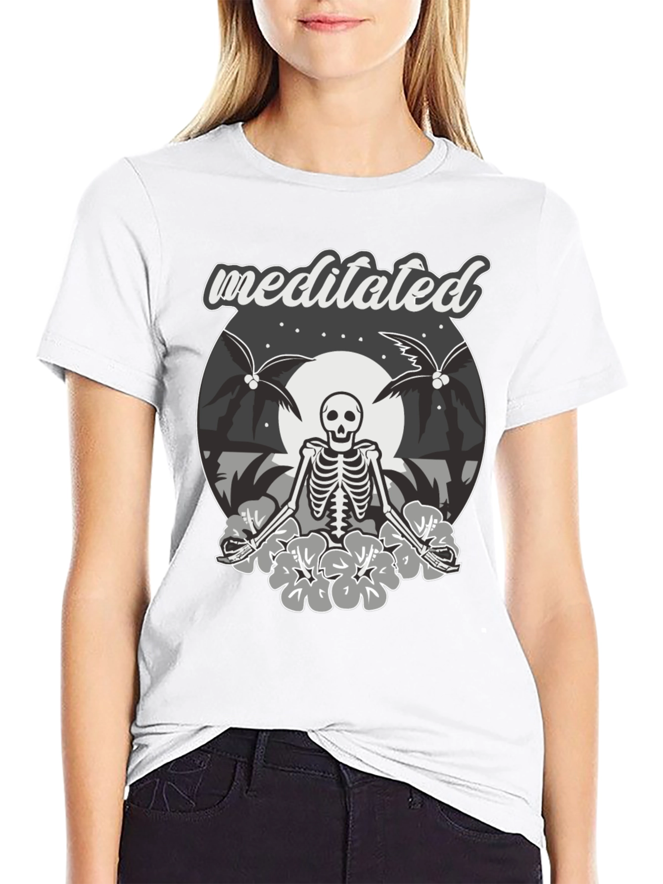 Meditated Skeleton Graphic T-Shirt