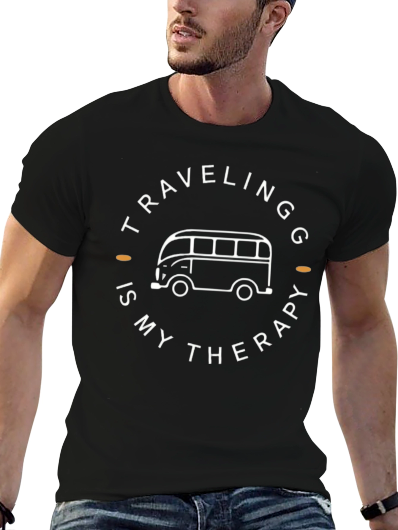 Travel Therapy Tee - Black Comfort Fit T-Shirt