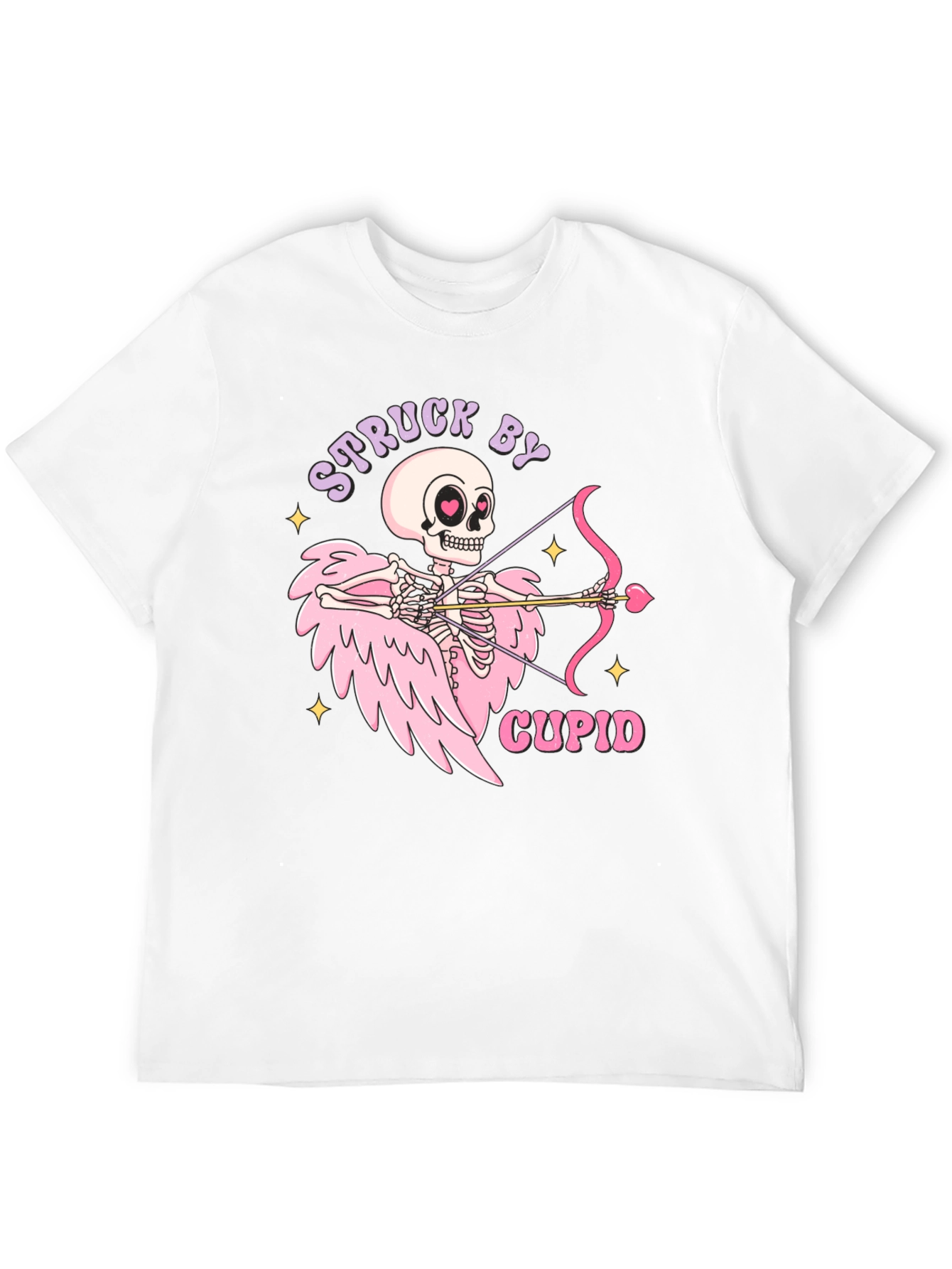 Struck By Cupid Skeleton Valentines Day T-Shirt