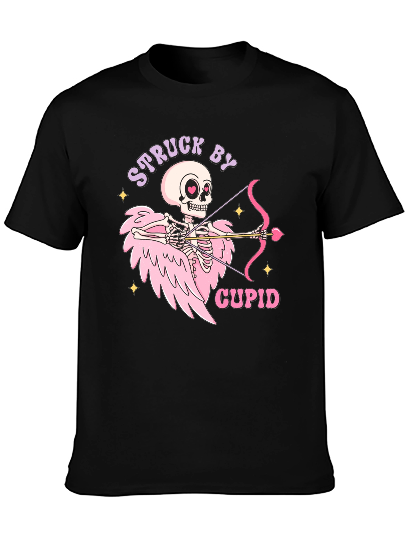 Struck By Cupid Skeleton Valentines Day T-Shirt