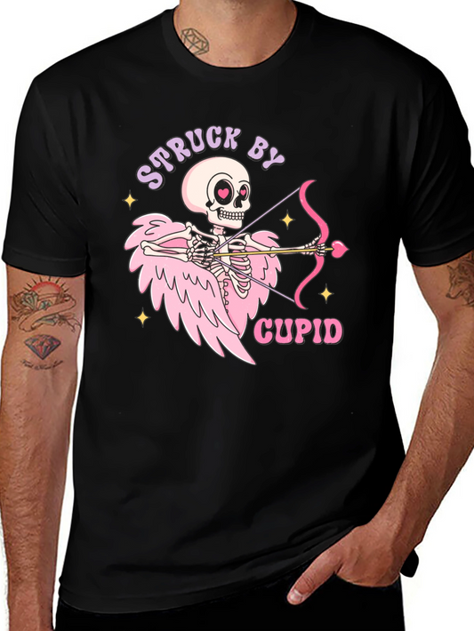 Struck By Cupid Skeleton Valentines Day T-Shirt