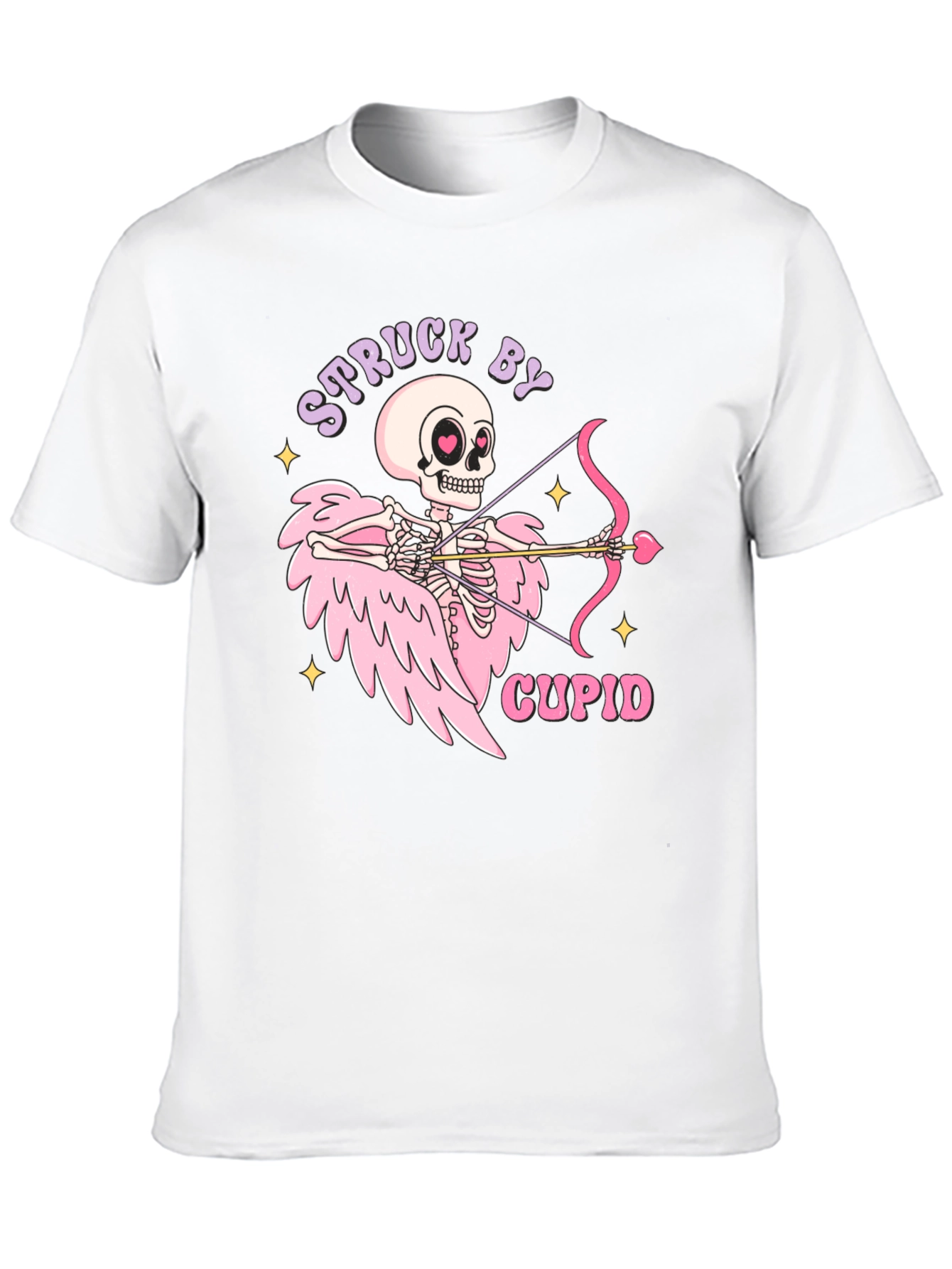 Struck By Cupid Skeleton Valentines Day T-Shirt