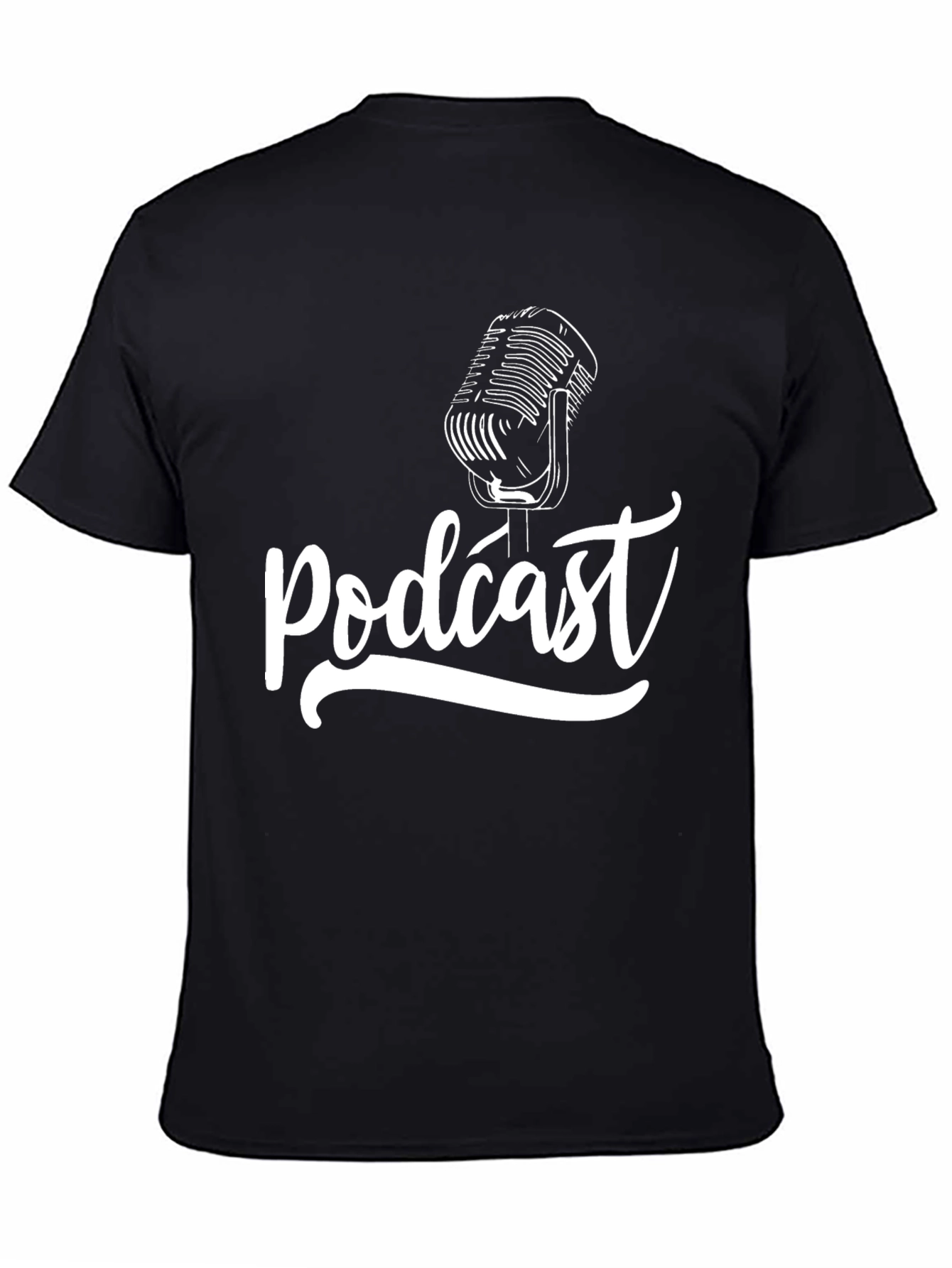Podcast Microphone T-Shirt - Black Graphic Tee