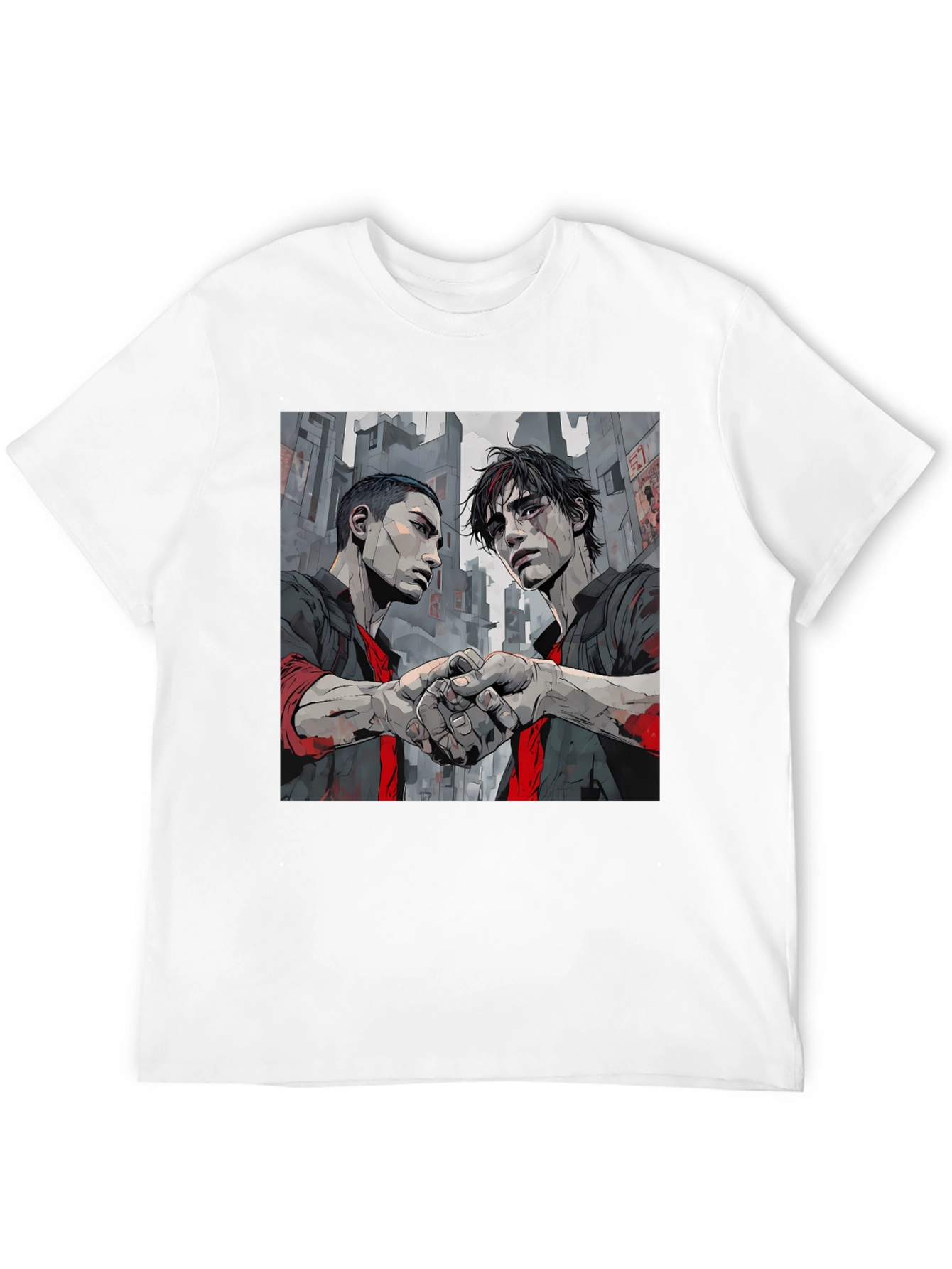 Urban Handshake Graphic Tee - Stylish Black Shirt