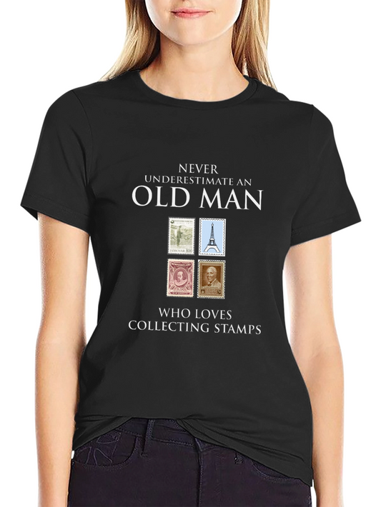 Old Man Stamp Collector Graphic T-Shirt
