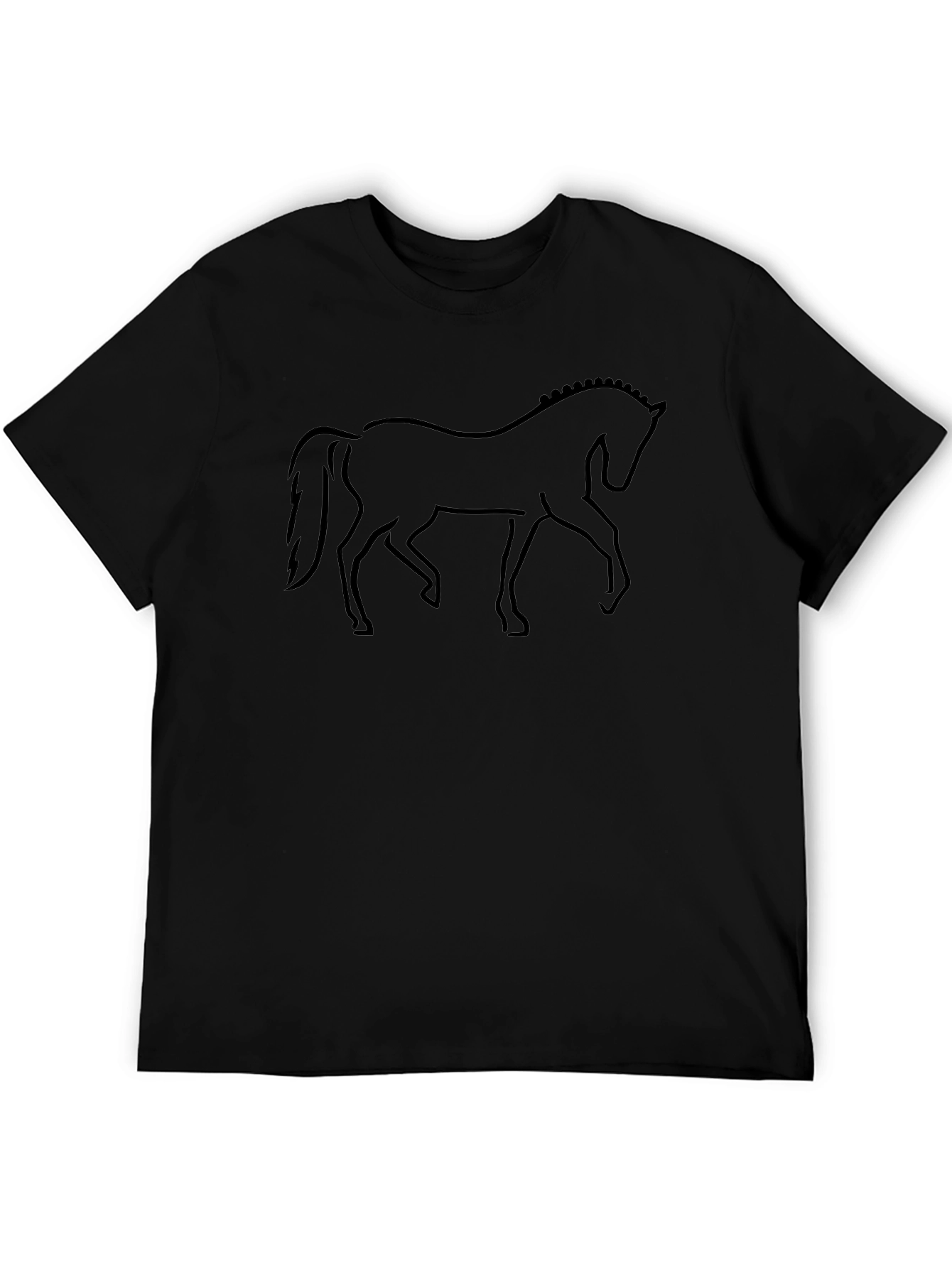 Black Horse Outline Graphic Tee - Equestrian Style