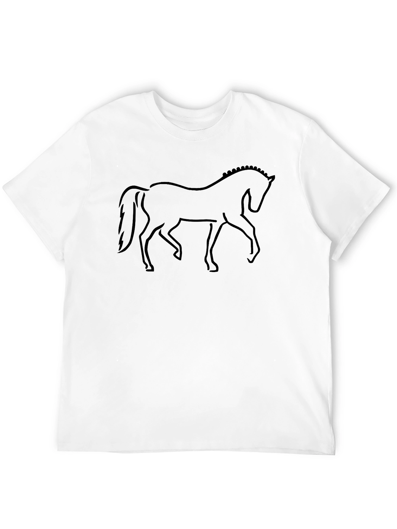 Black Horse Outline Graphic Tee - Equestrian Style