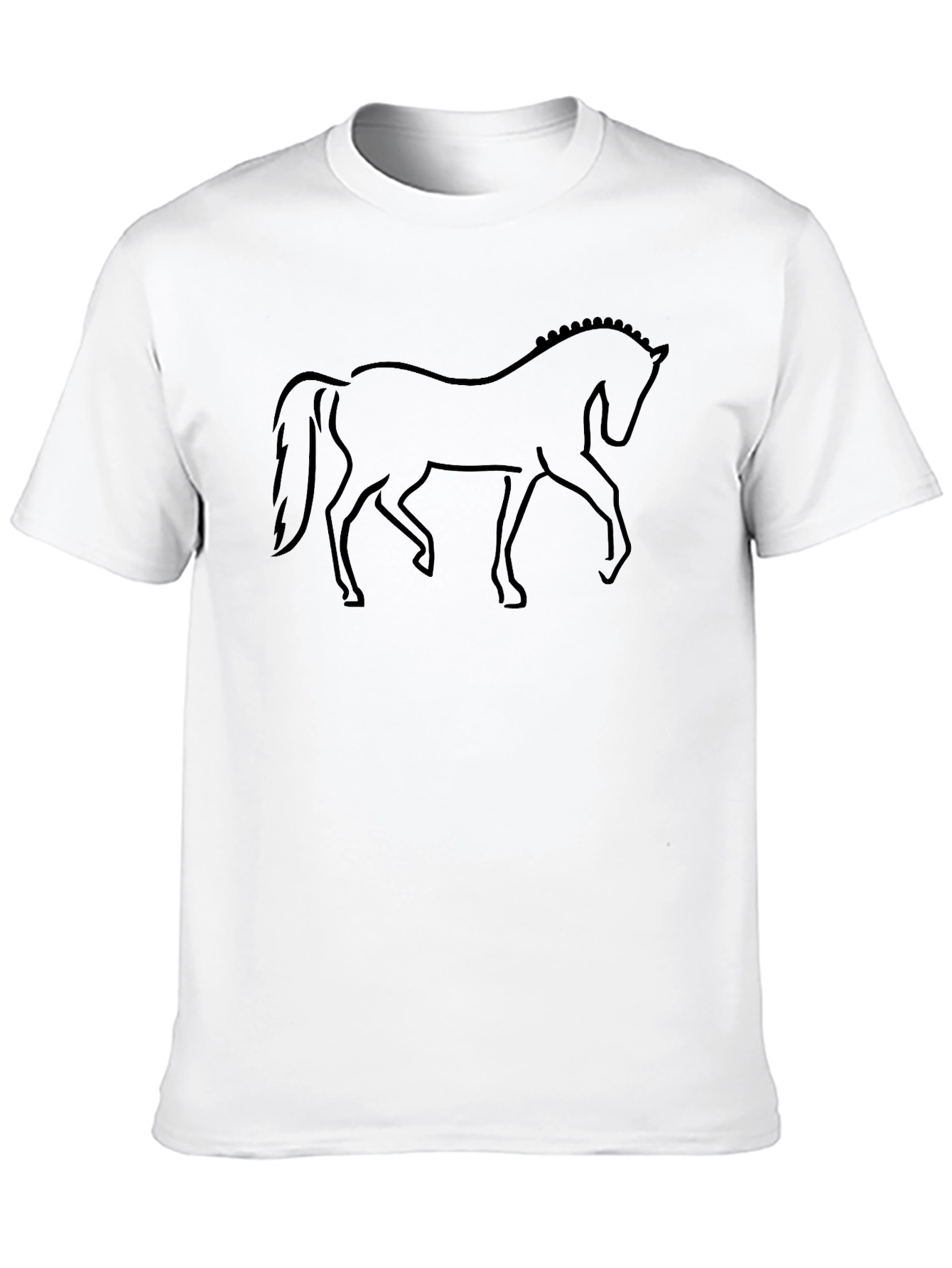 Black Horse Outline Graphic Tee - Equestrian Style