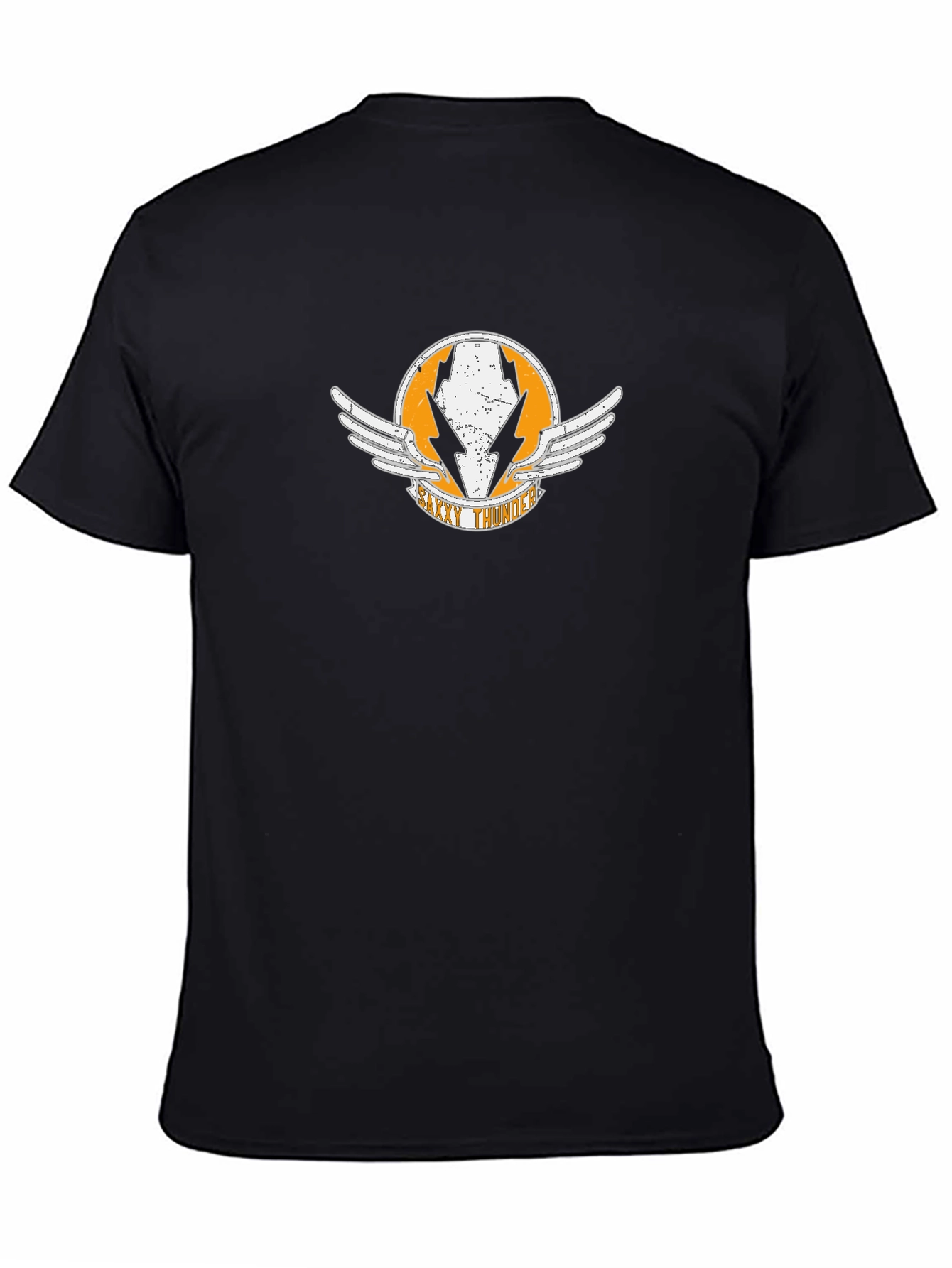 Saxy Thunder Black T-Shirt with Winged Logo