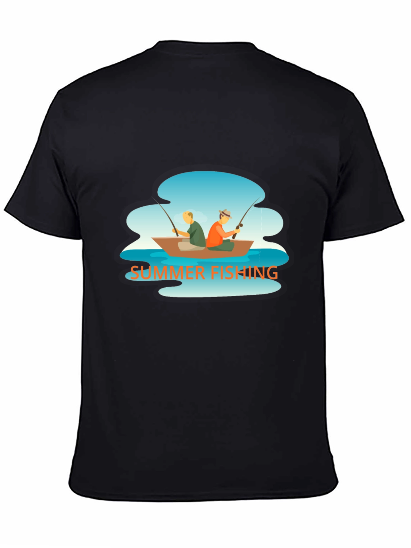 Summer Fishing Graphic Tee - Boat Scene