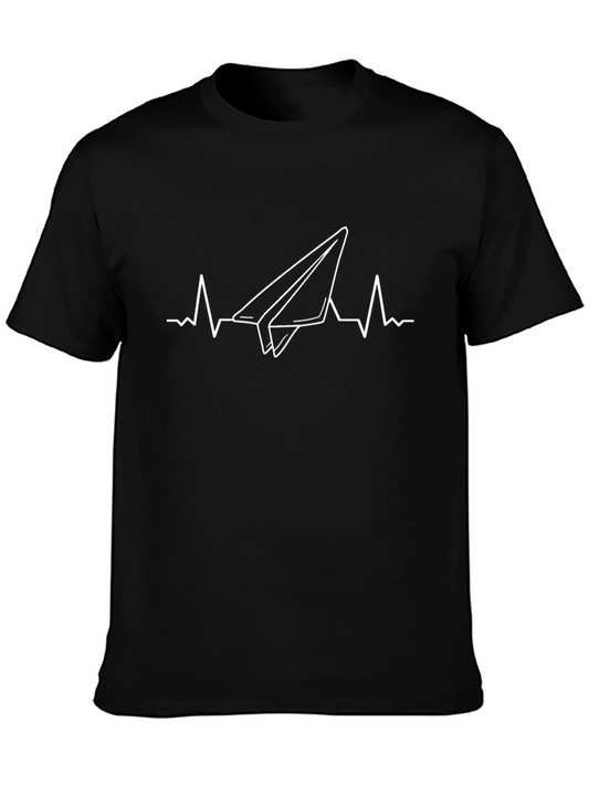 Paper Plane Heartbeat T-Shirt - Aviation Lover Tee