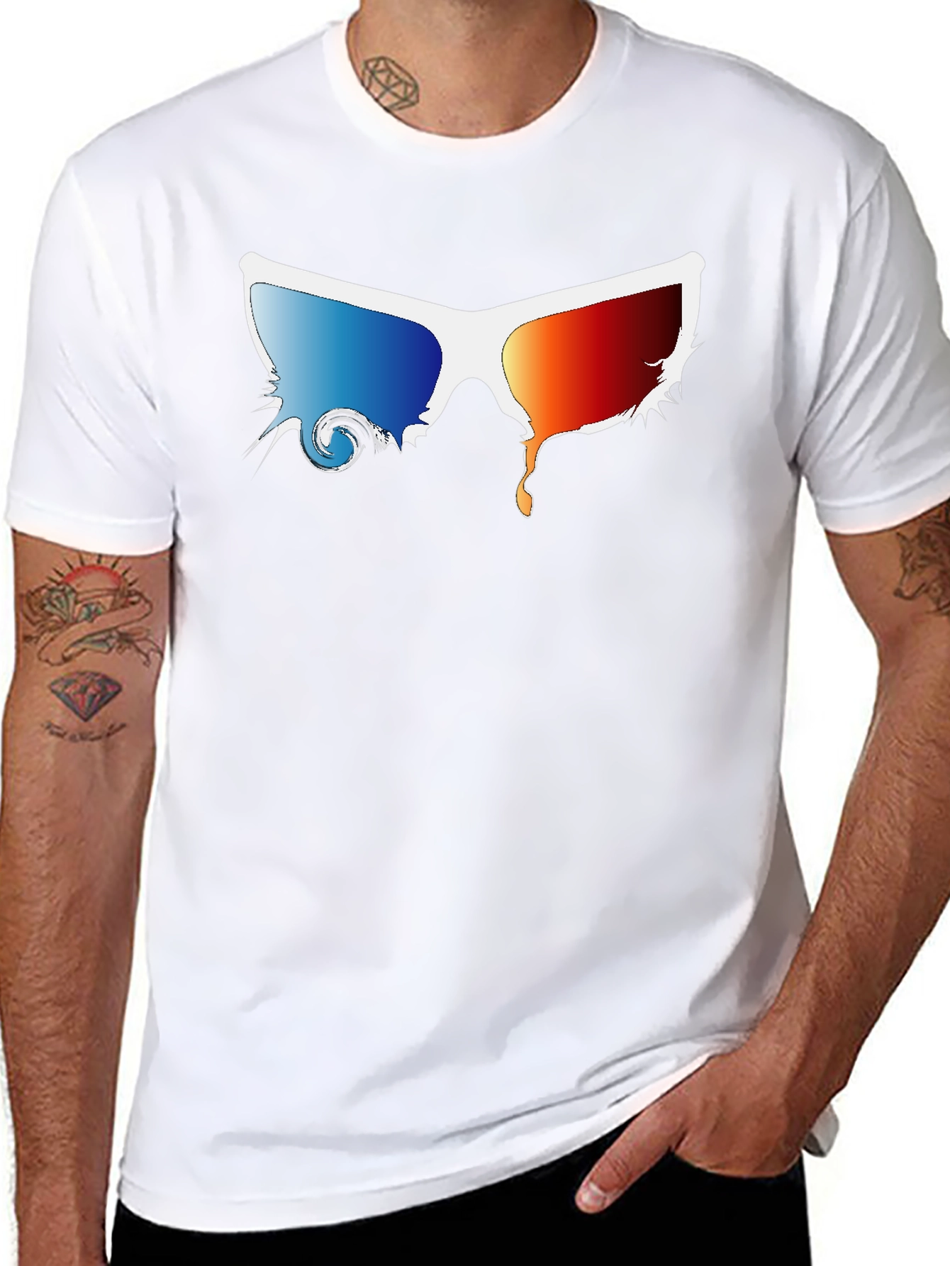Melting 3D Glasses Black T-Shirt