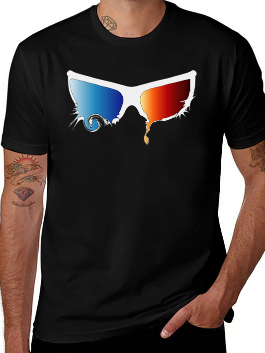 Melting 3D Glasses Black T-Shirt