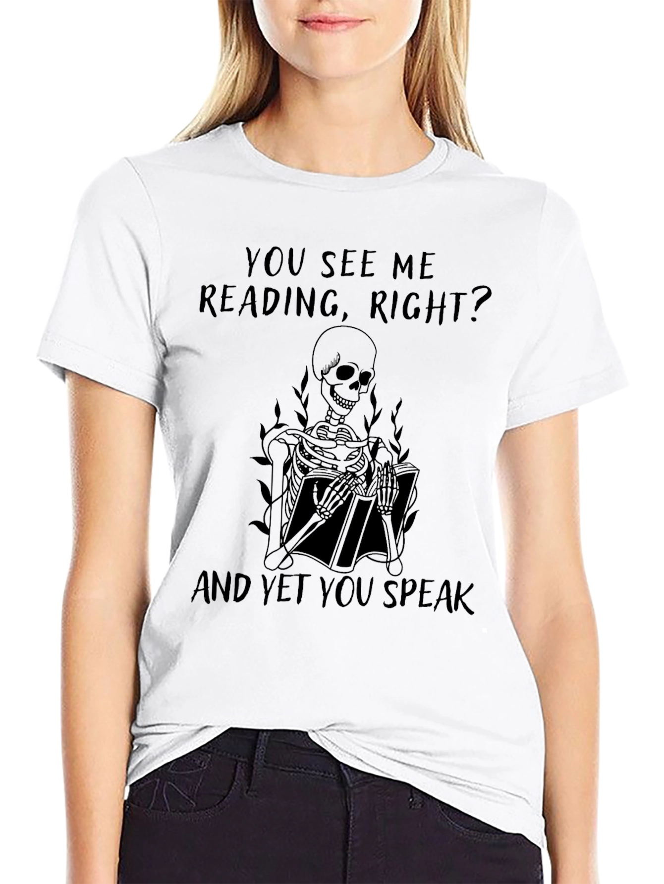 Reading Skeleton Graphic Tee - Black
