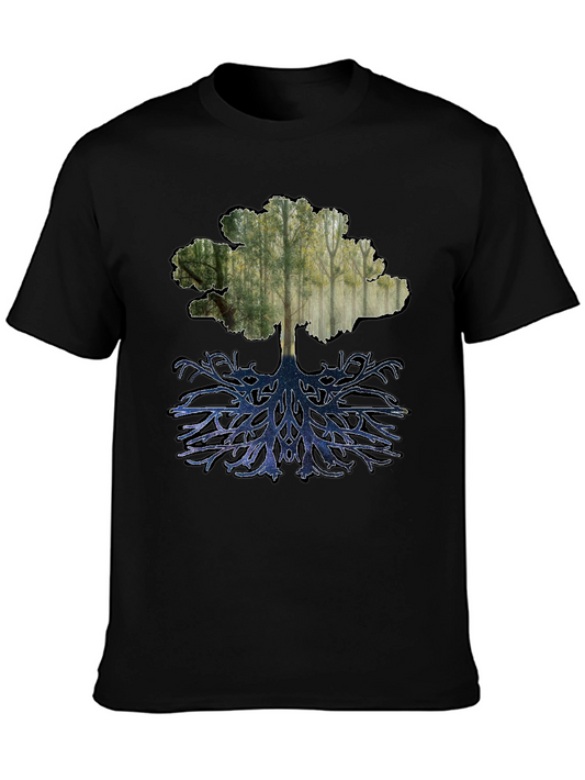 Nature Tree Graphic Tee - Black Cotton Blend