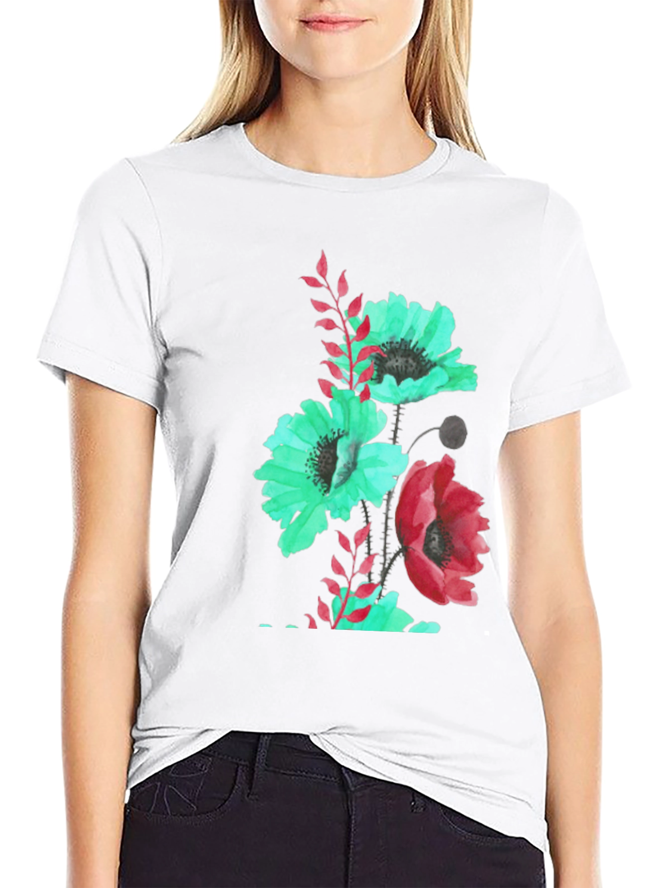 Floral Print Black T-Shirt