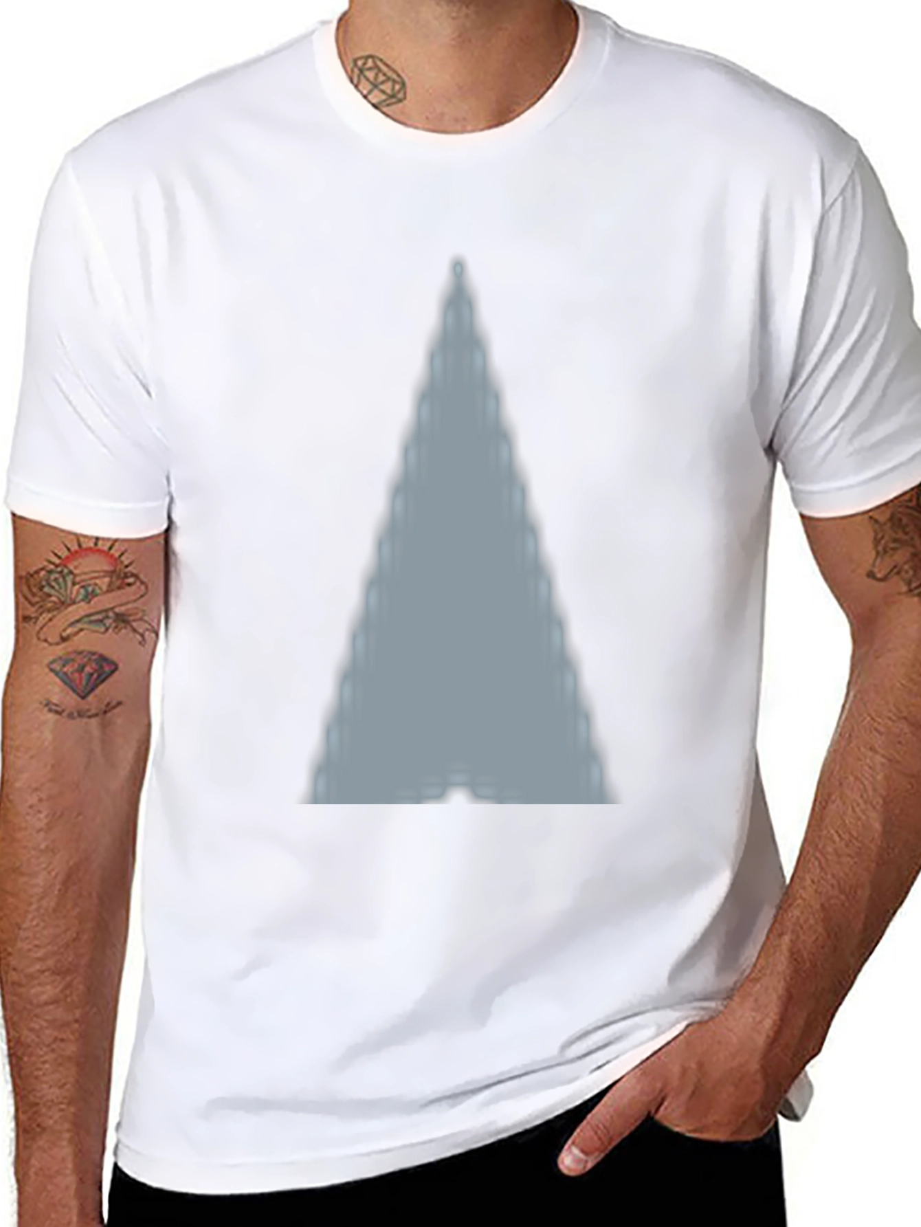 Mens Black T-Shirt with Abstract Triangle Design