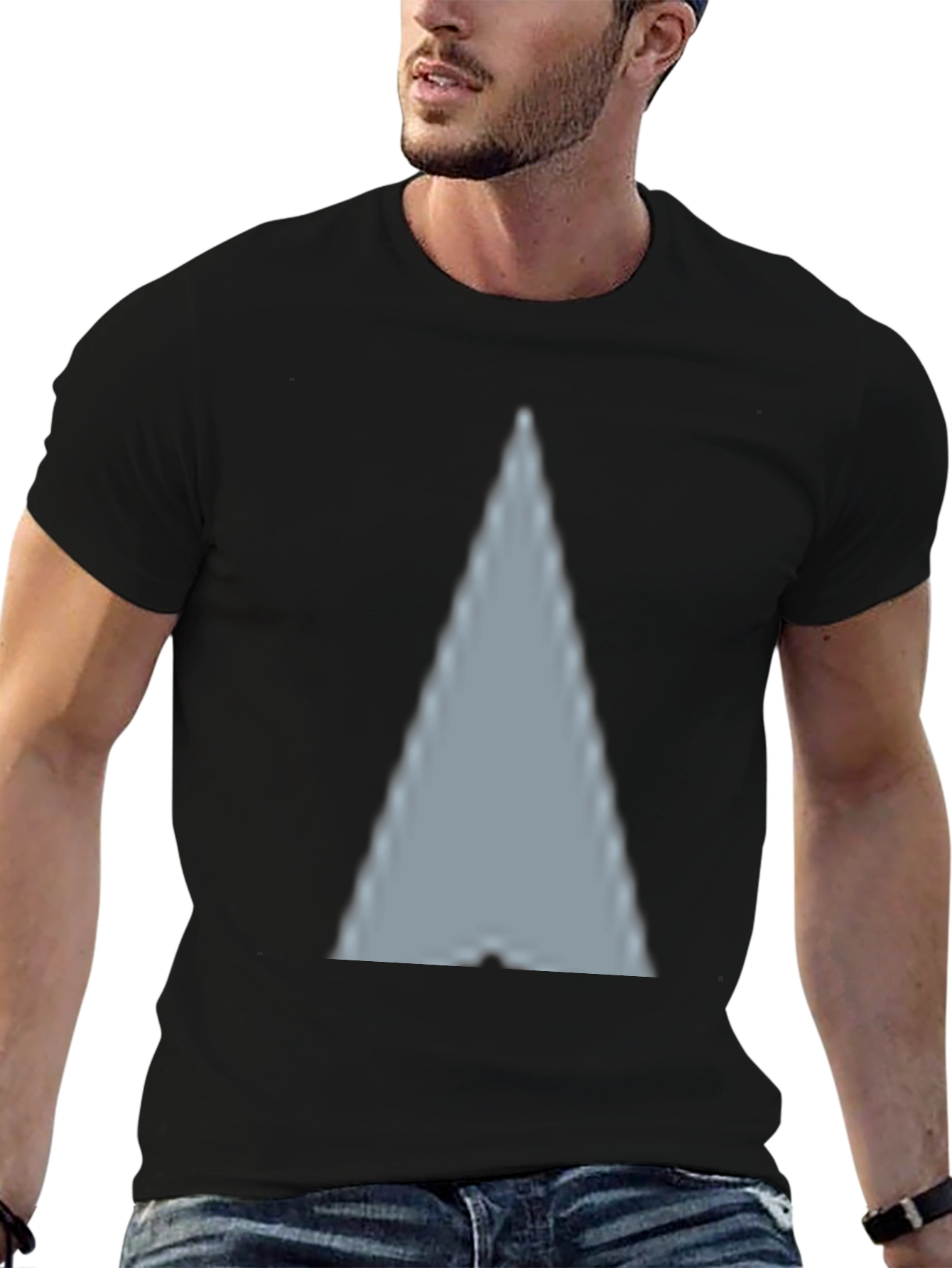 Mens Black T-Shirt with Abstract Triangle Design
