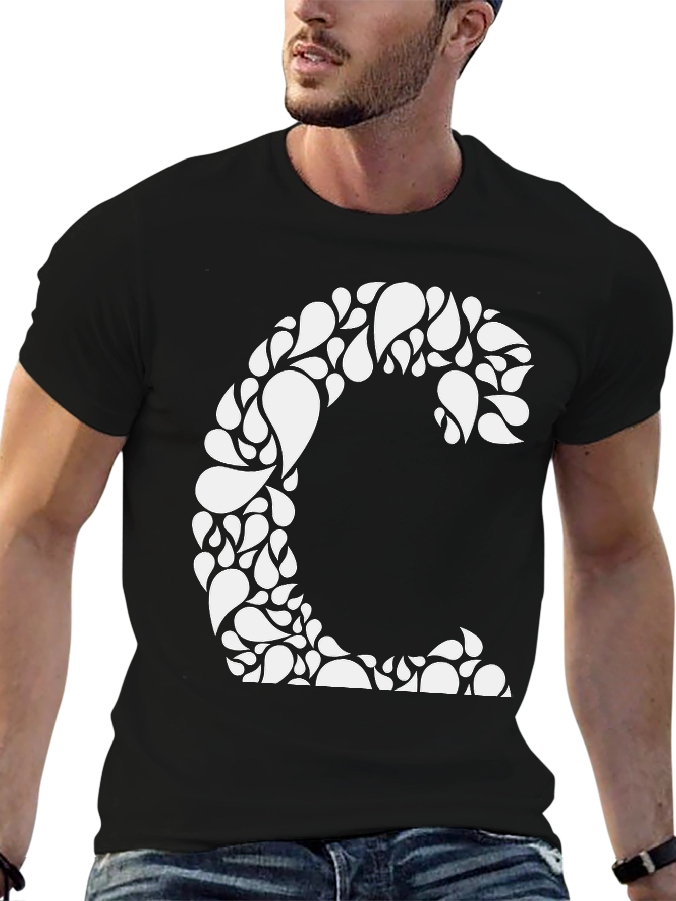 Abstract Floral Letter C Graphic Tee