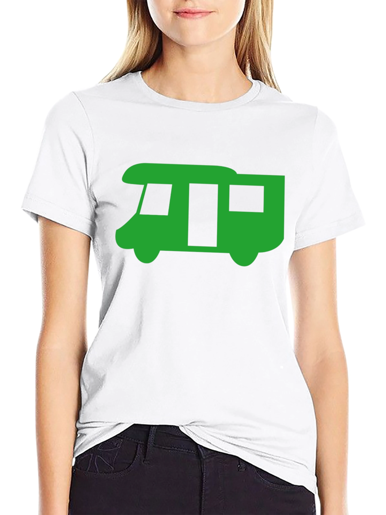 Green RV Graphic Tee - Black Casual T-Shirt