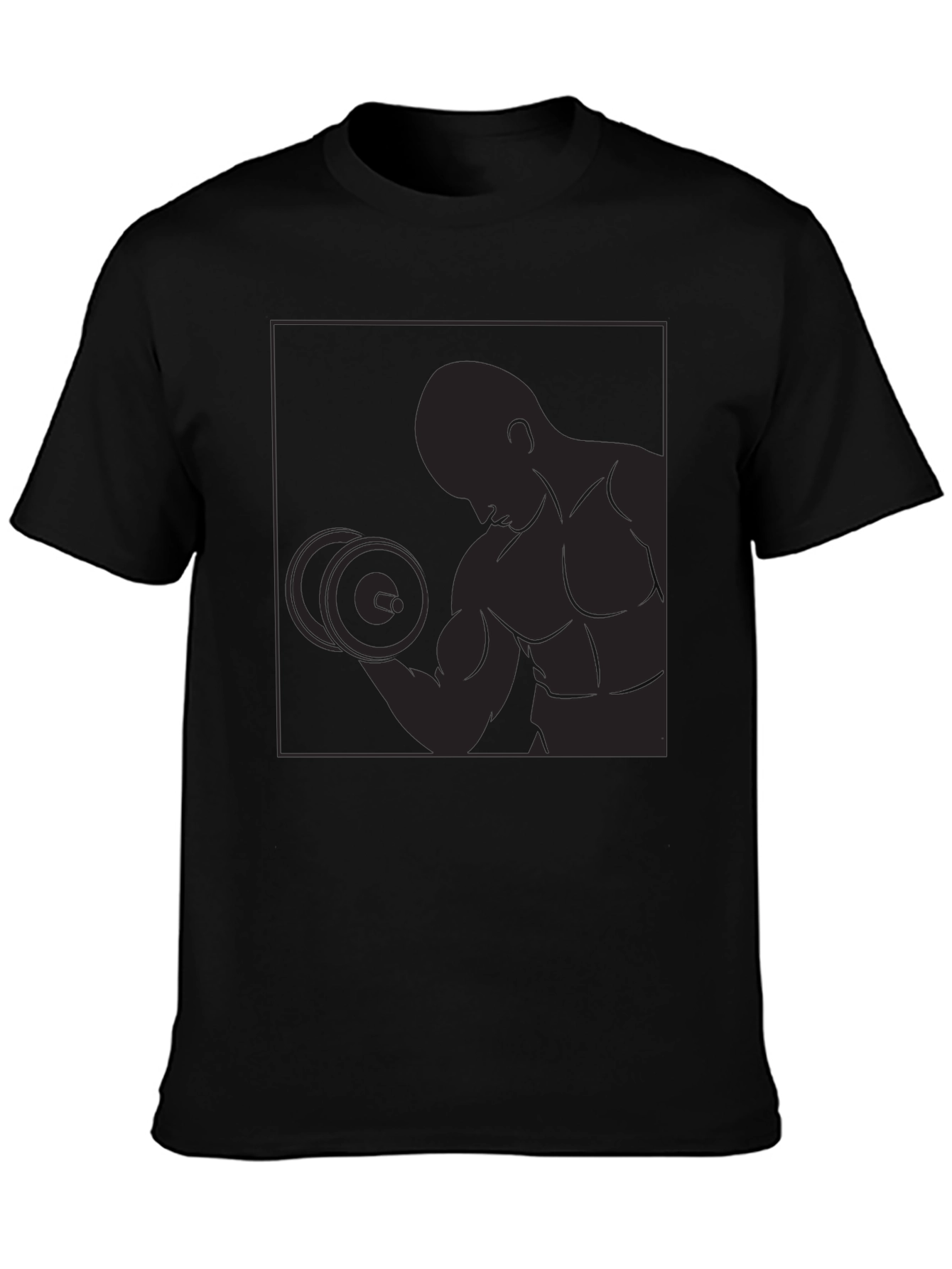 Black Graphic Tee - Bodybuilder Silhouette