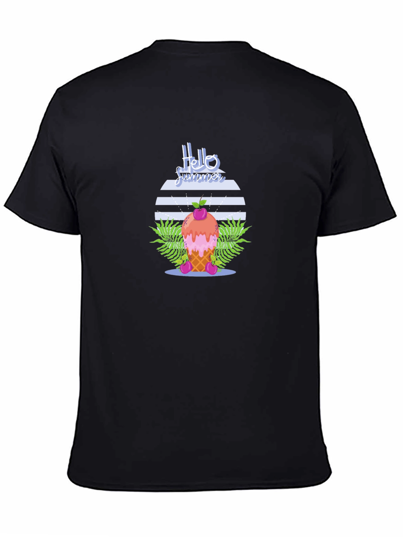 Hello Summer Ice Cream Cone Graphic T-Shirt