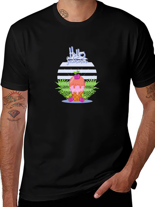 Hello Summer Ice Cream Cone Graphic T-Shirt