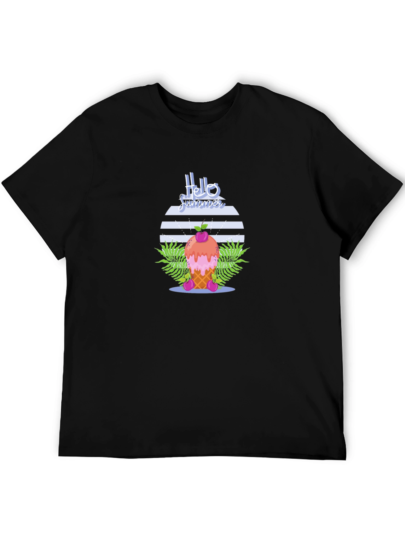 Hello Summer Ice Cream Cone Graphic T-Shirt