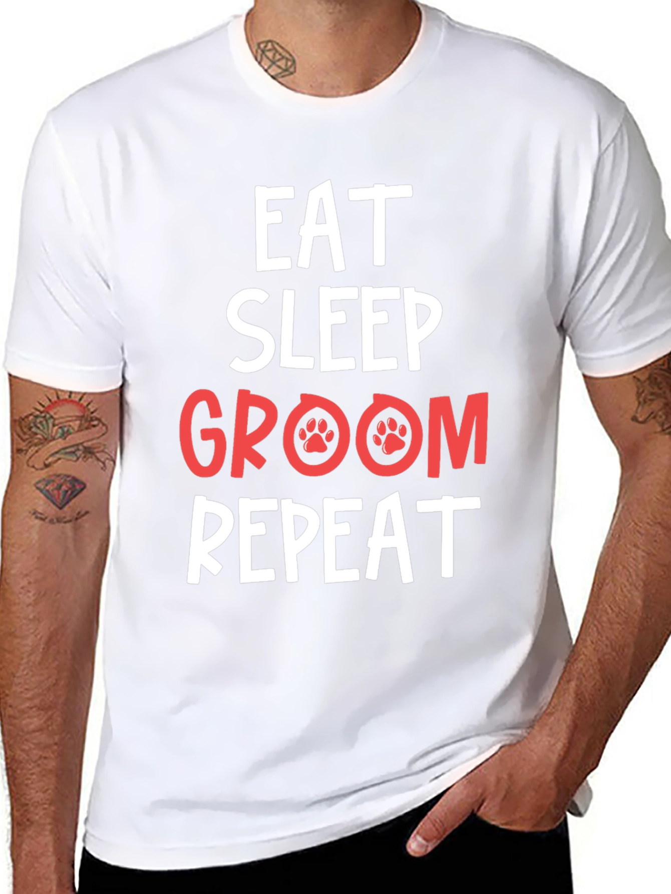 Eat Sleep Groom Repeat Pet Lover T-Shirt