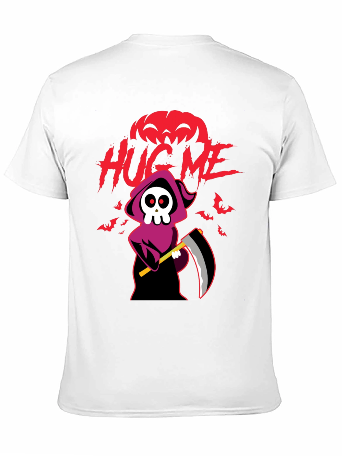 Halloween Grim Reaper Hug Me Black Graphic T-Shirt