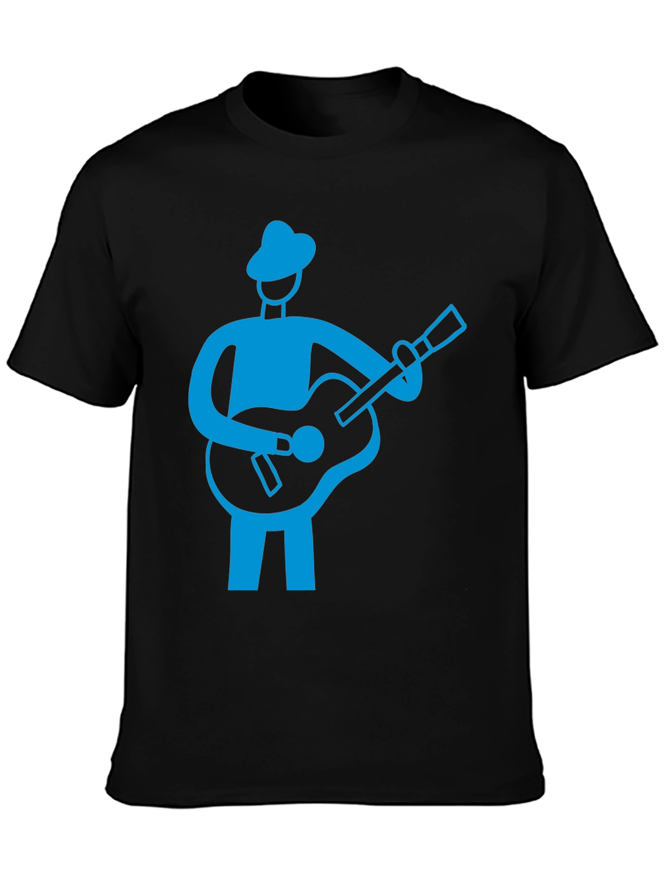 Guitar Player Graphic Tee - Black Cotton Shirt