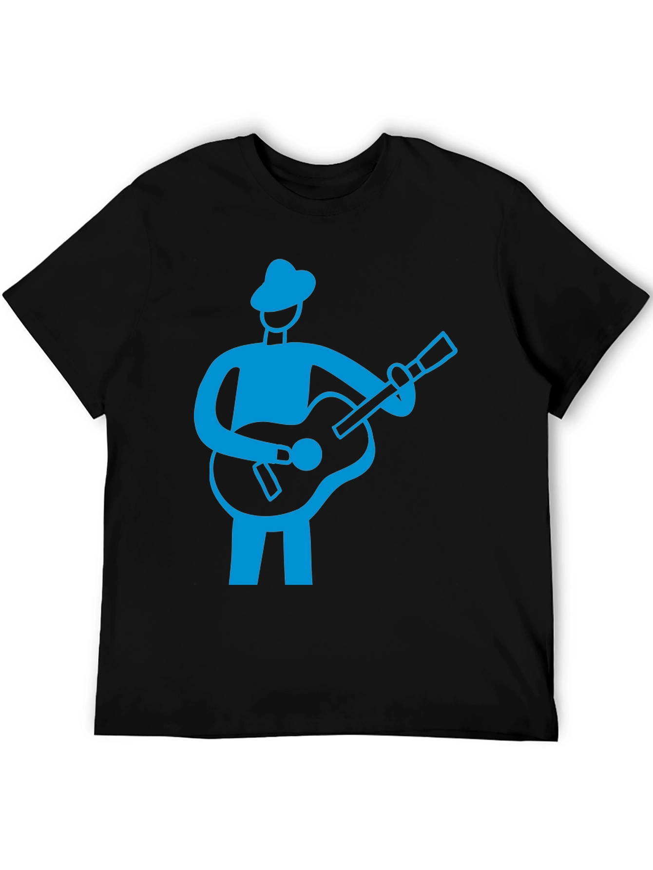 Guitar Player Graphic Tee - Black Cotton Shirt