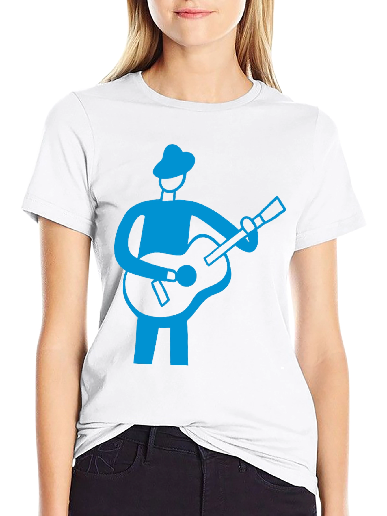 Guitar Player Graphic Tee - Black Cotton Shirt