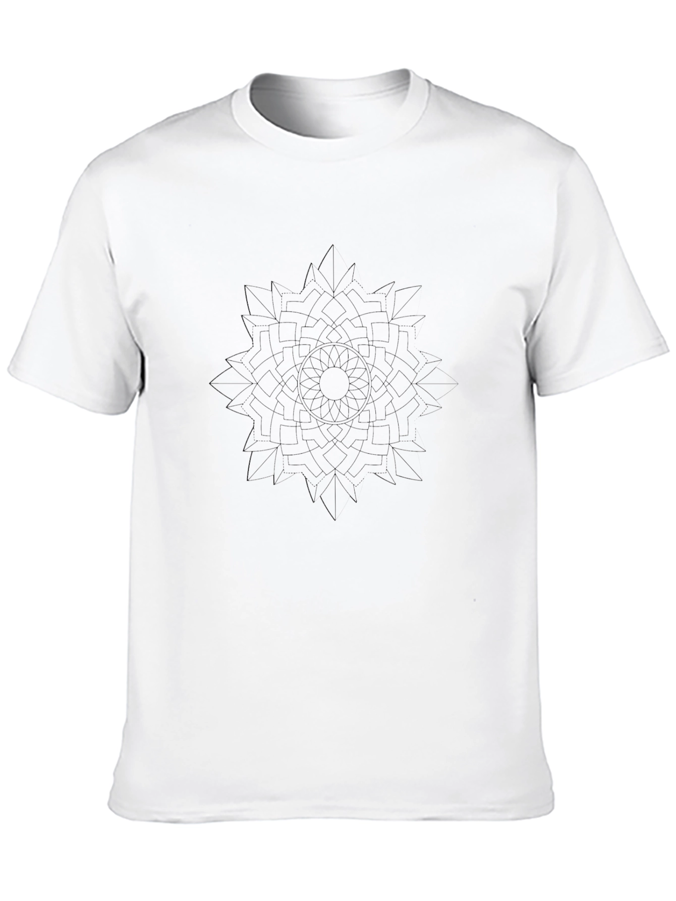 Black T-Shirt with Geometric Mandala Design