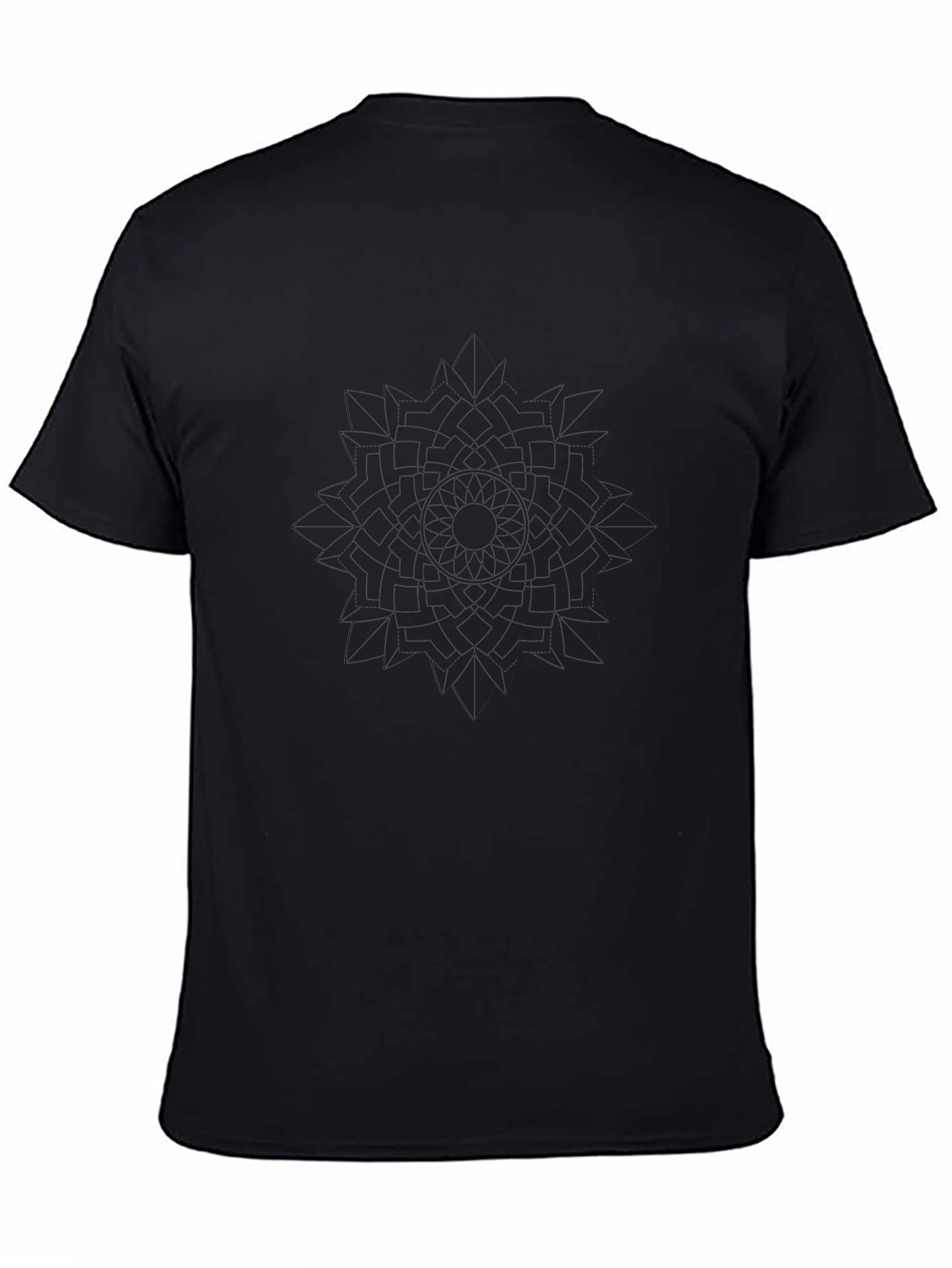 Black T-Shirt with Geometric Mandala Design