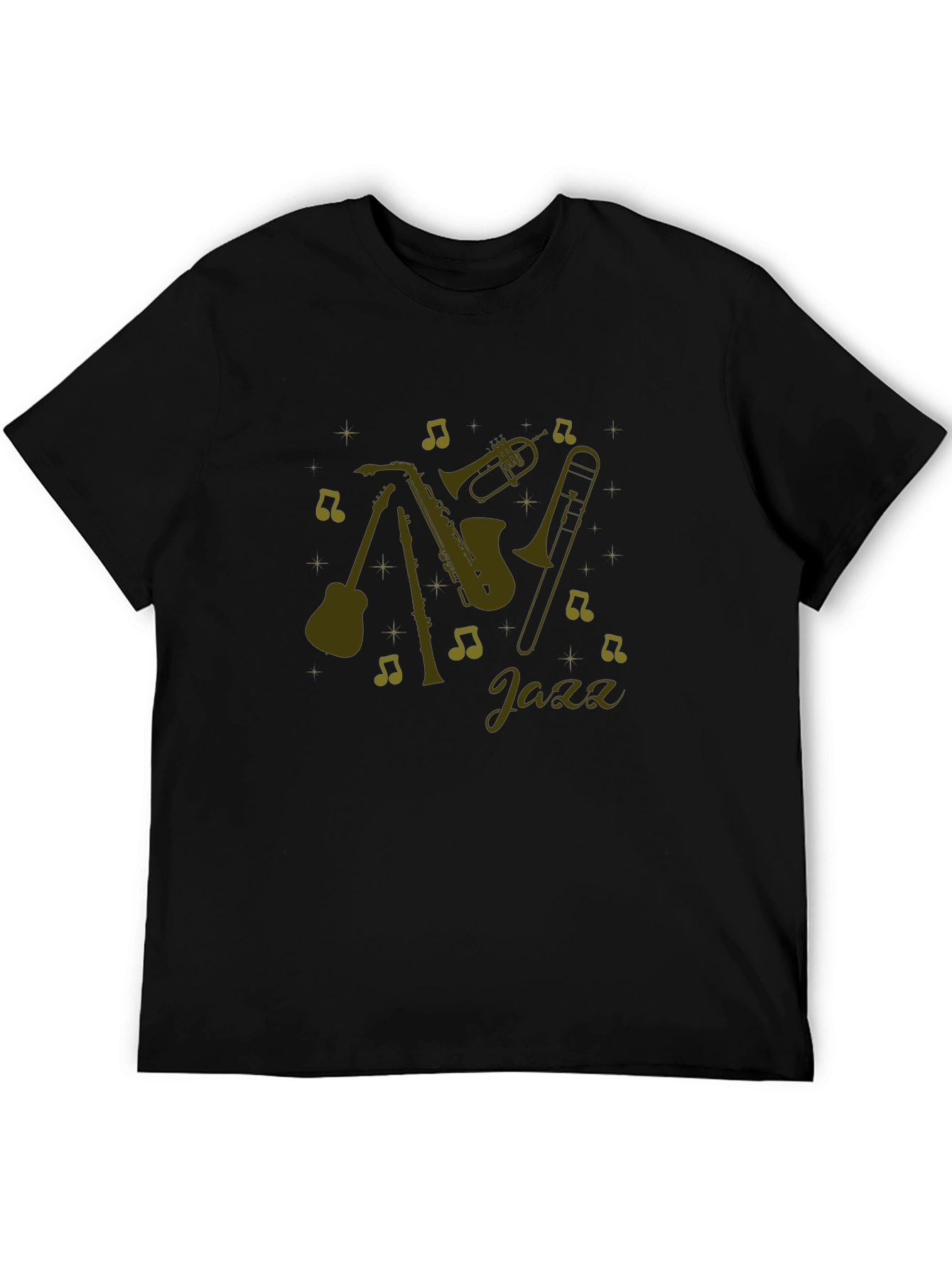 Jazz Music Instrument Graphic Black T-Shirt