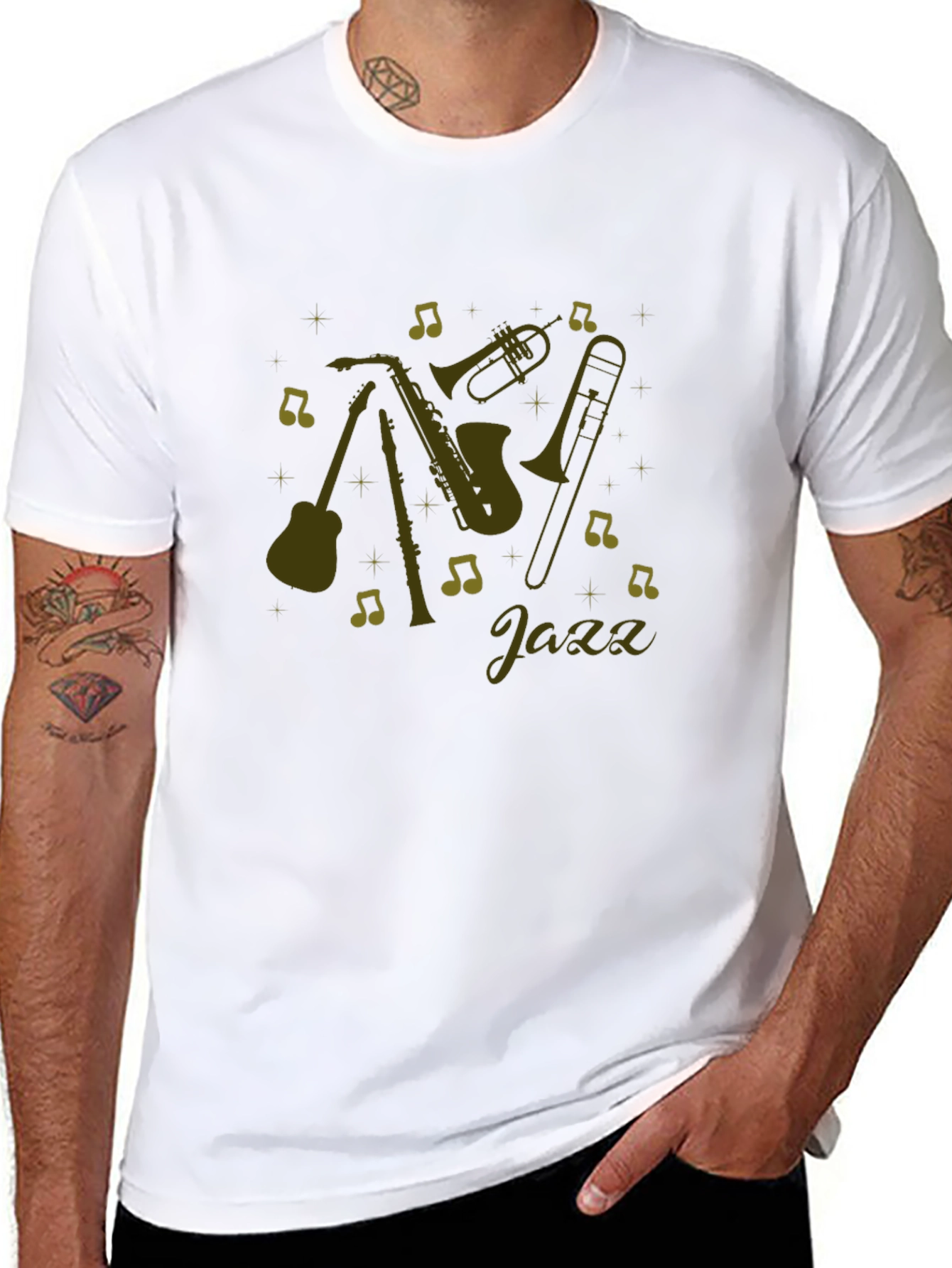 Jazz Music Instrument Graphic Black T-Shirt