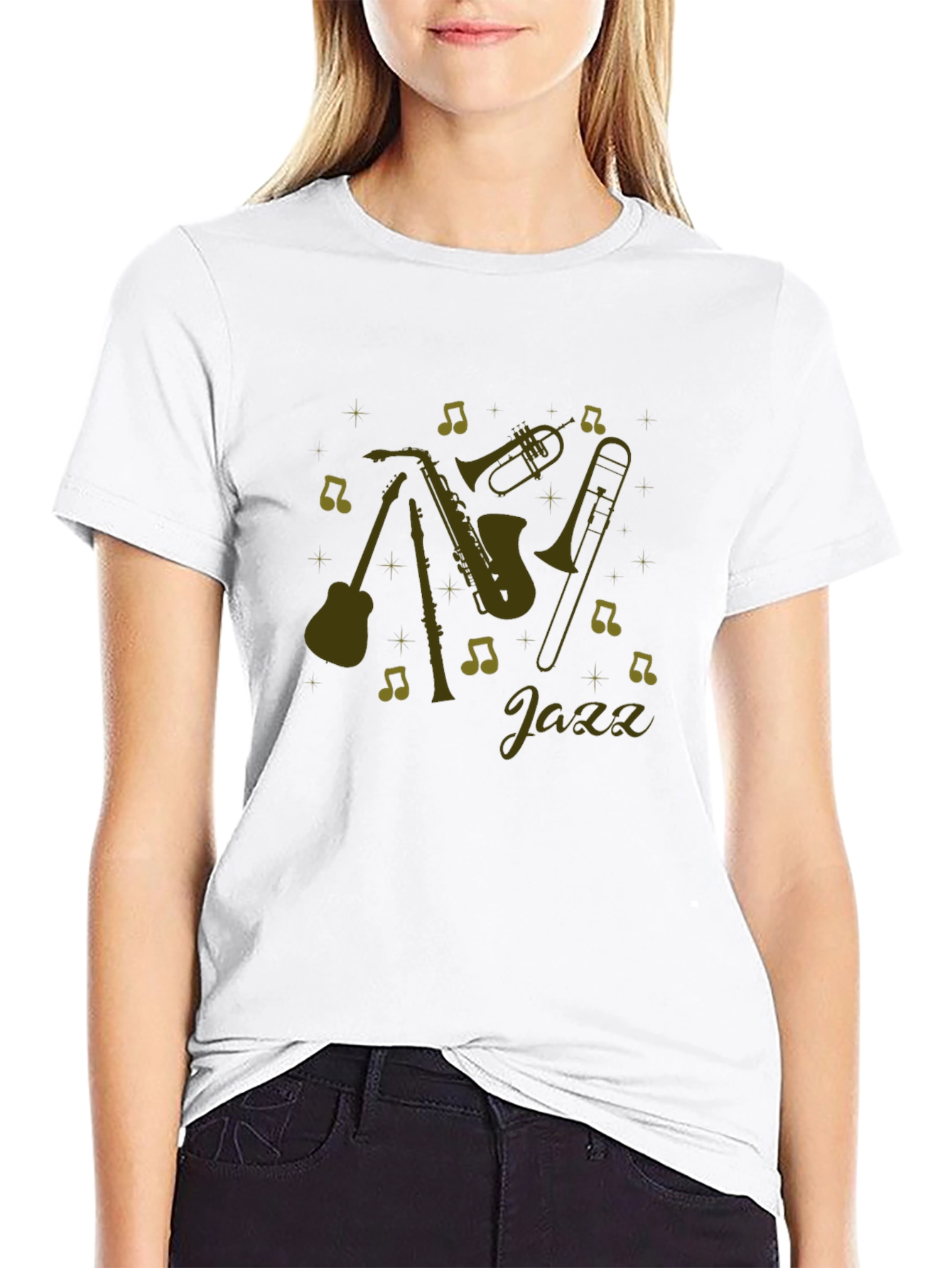 Jazz Music Instrument Graphic Black T-Shirt