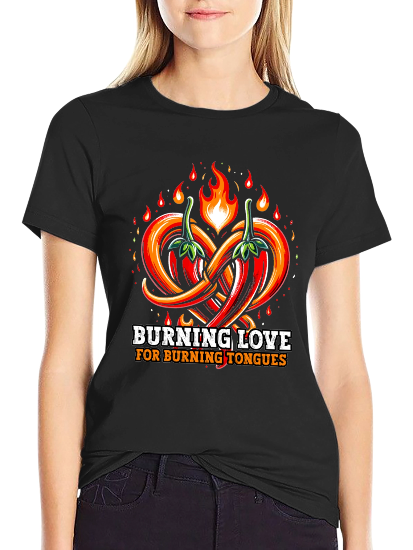Burning Love Spicy Chili Pepper Graphic T-Shirt