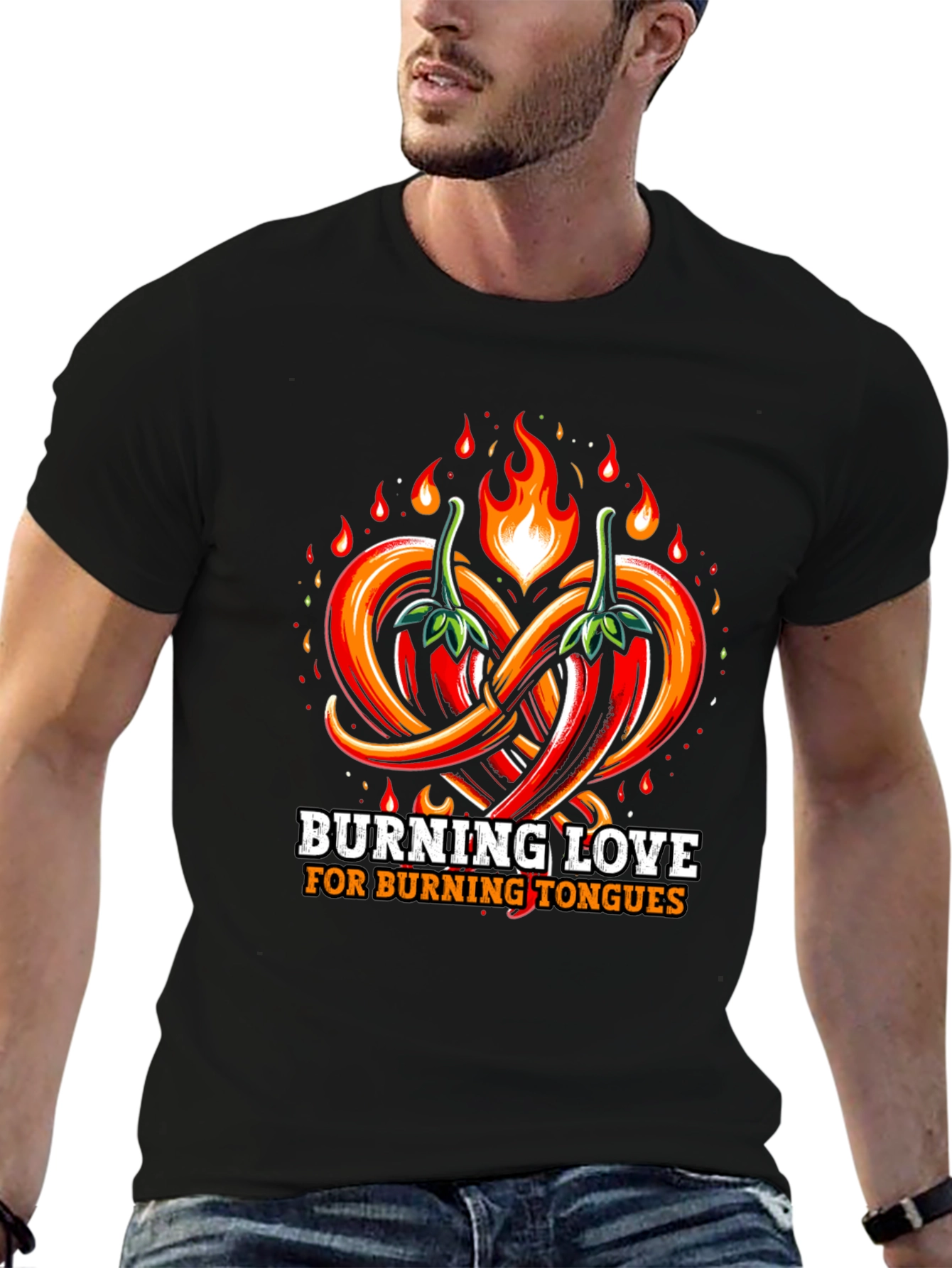 Burning Love Spicy Chili Pepper Graphic T-Shirt