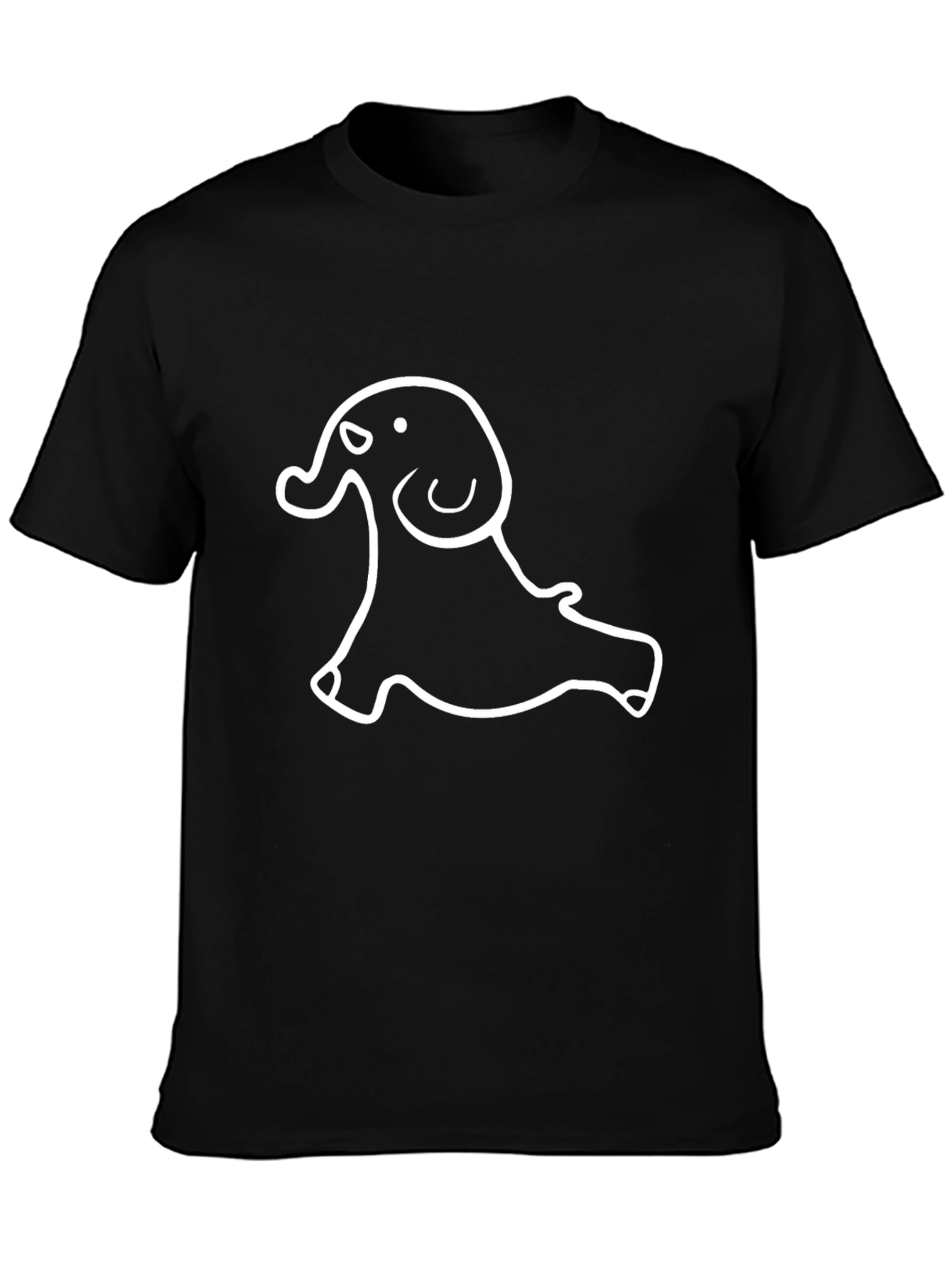 Black T-Shirt with White Elephant Graphic