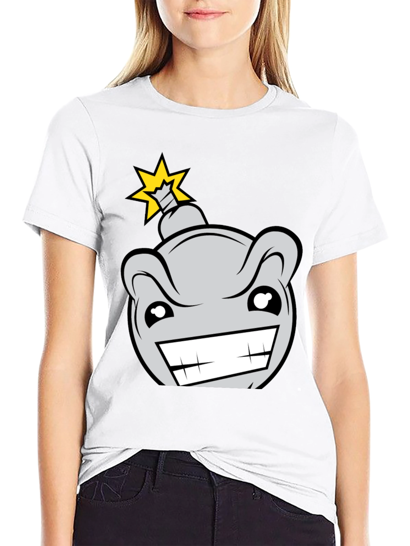 Cartoon Bomb Graphic Tee - Mens Black T-Shirt