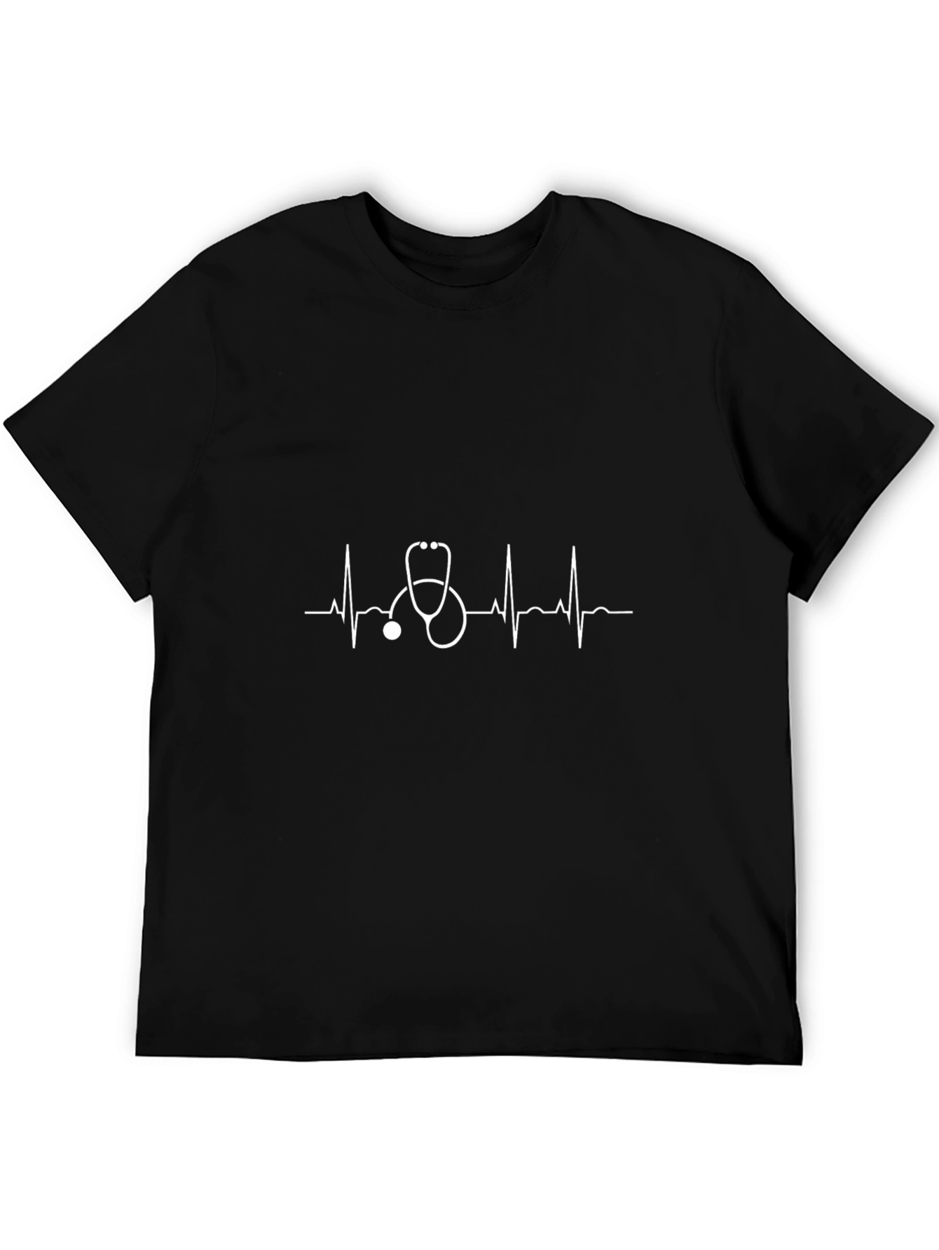 Heartbeat Stethoscope Graphic Black T-Shirt