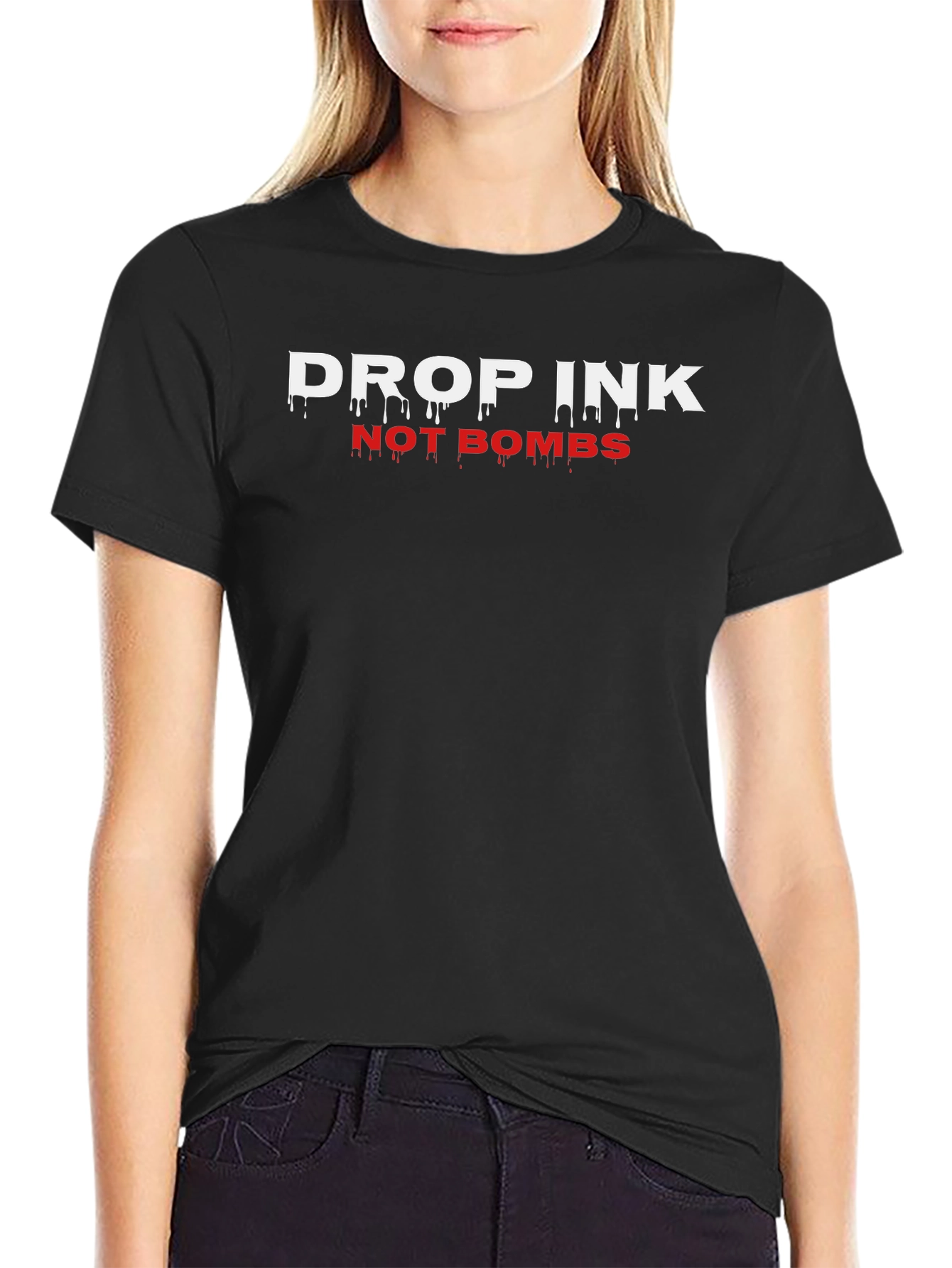 Drop Ink Not Bombs Black Graphic Tee