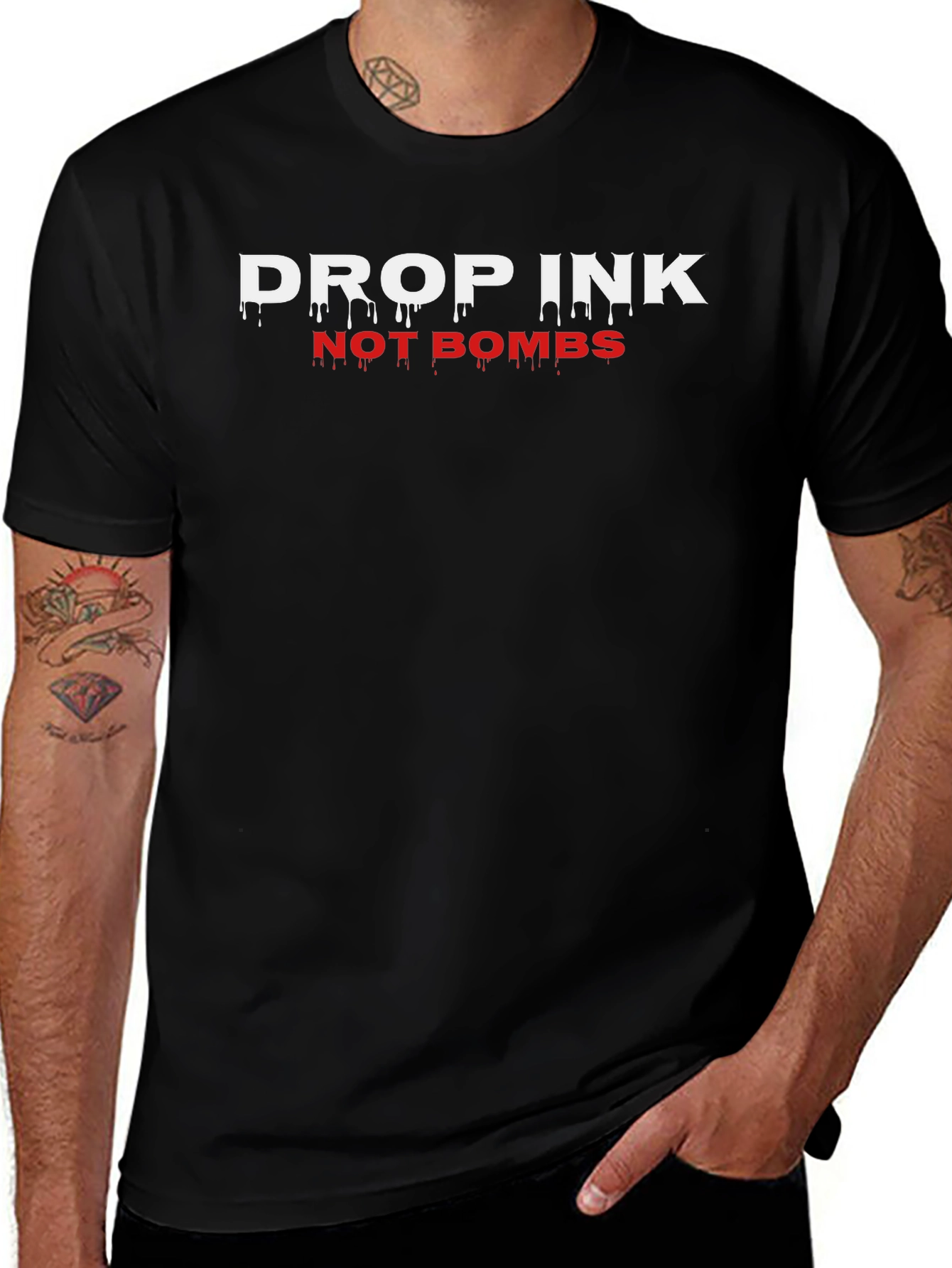 Drop Ink Not Bombs Black Graphic Tee