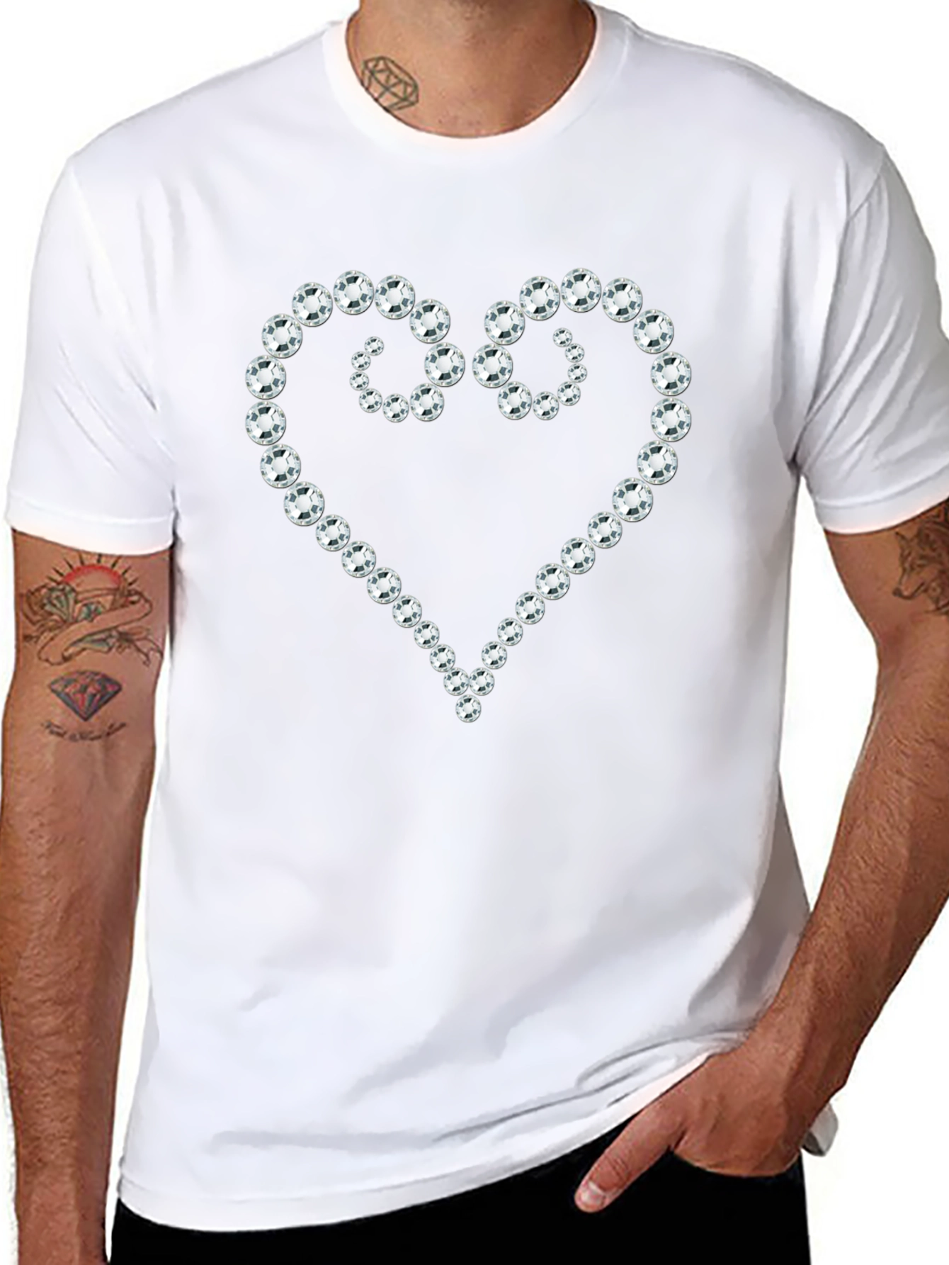 Diamond Heart Graphic Black T-Shirt